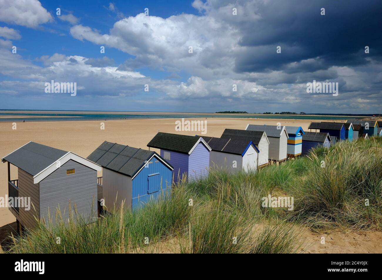 cabanes de plage à la plage de wells-next-the-sea, nord de norfolk, angleterre Banque D'Images
