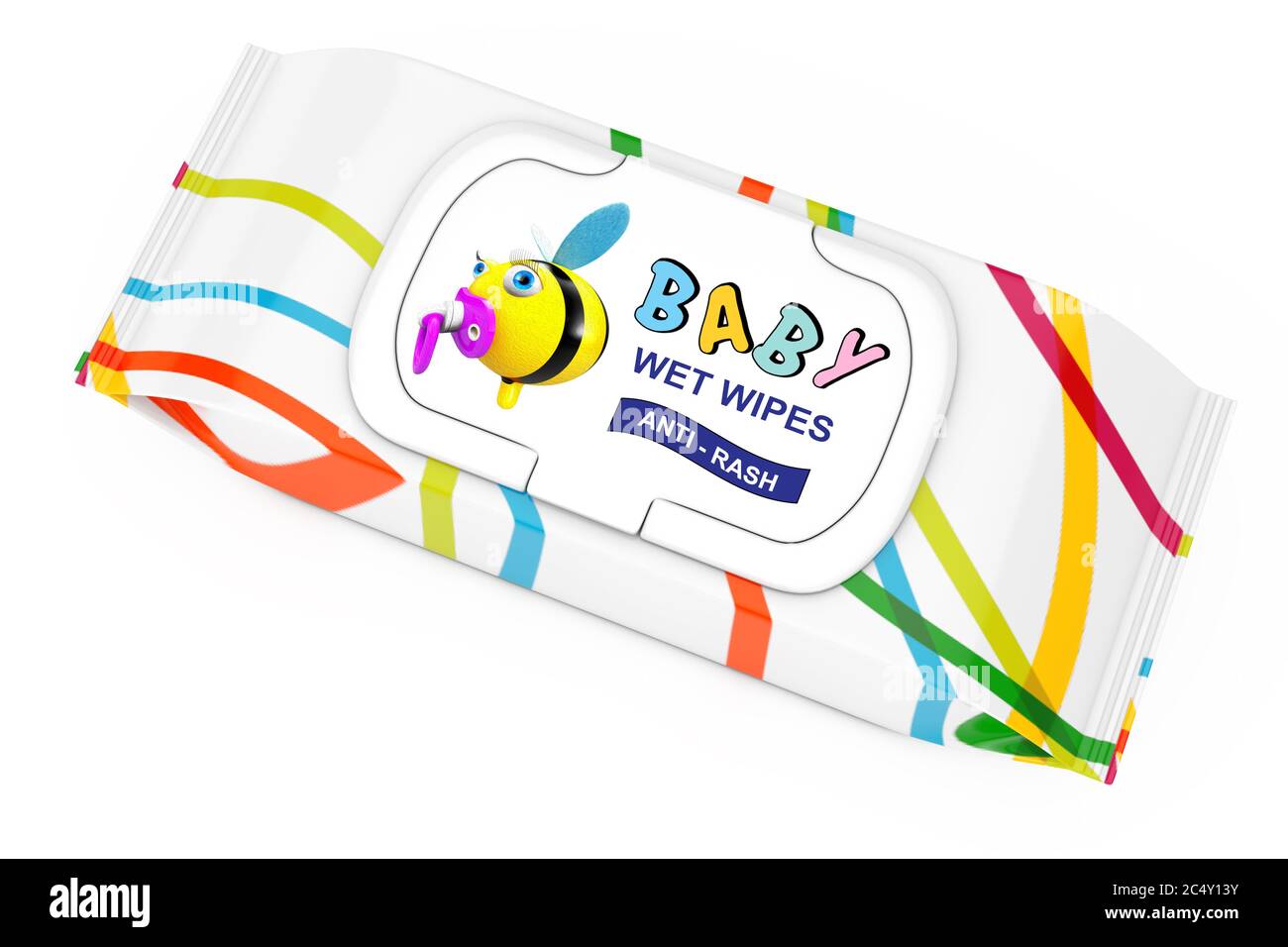 Paquet De Lingettes Humides Pour Bebe Sur Fond Blanc Rendu 3d Photo Stock Alamy