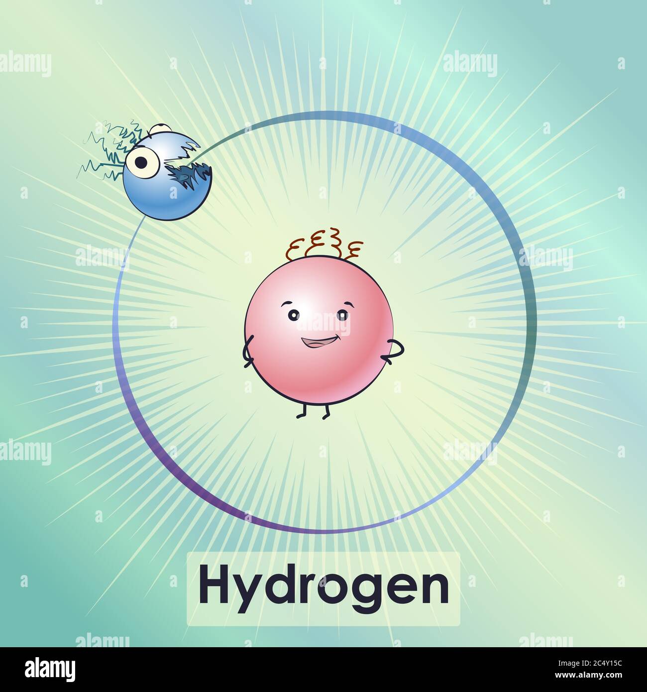 Dessin animé atome d'hydrogène, illustration vectorielle Image ...