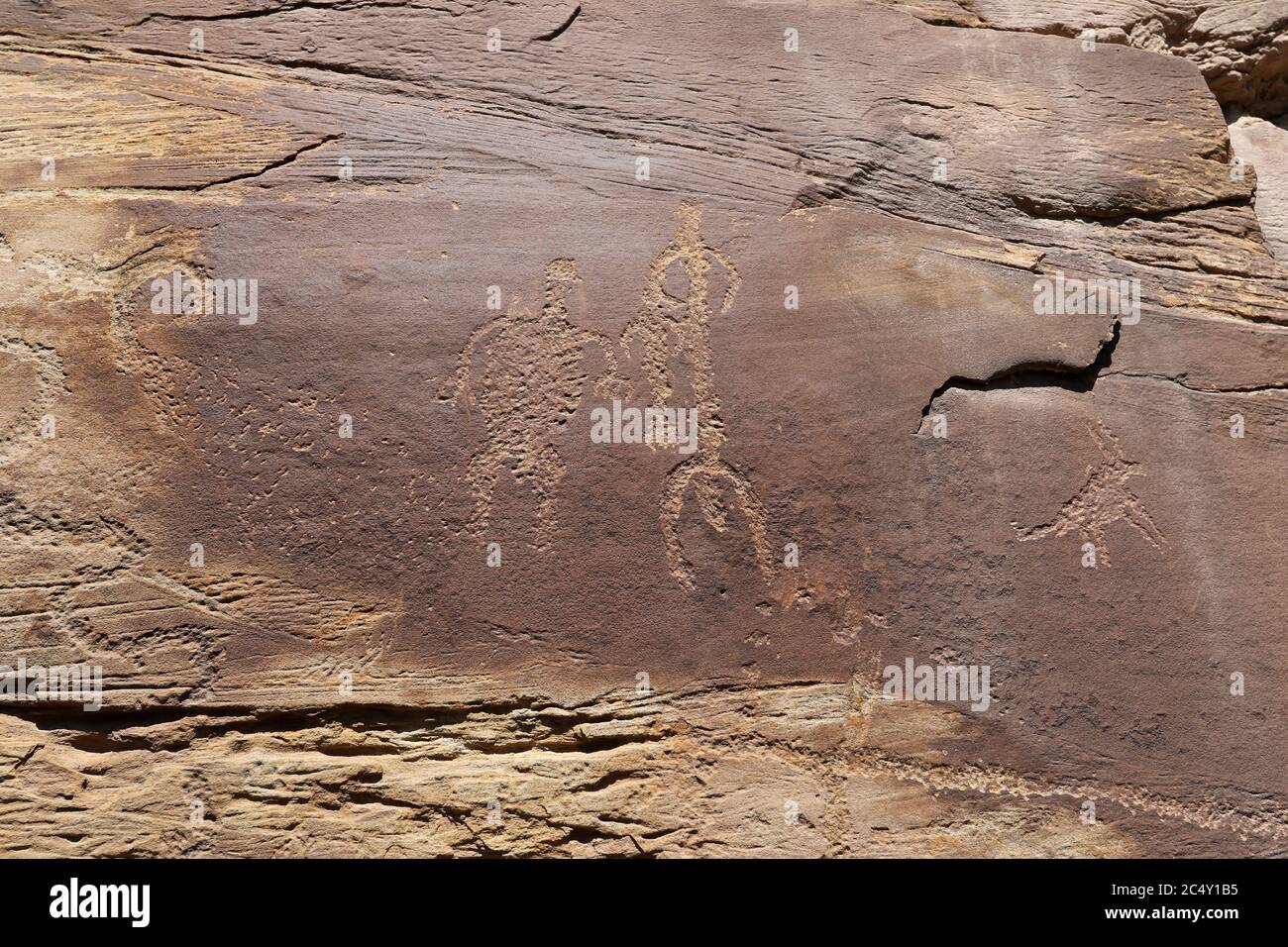 Art pétroglyphe indigène américain en rock indien Utah 1396. Nine Mile Canyon, Utah. La plus longue galerie d'art au monde de l'Amérique ancienne. Banque D'Images