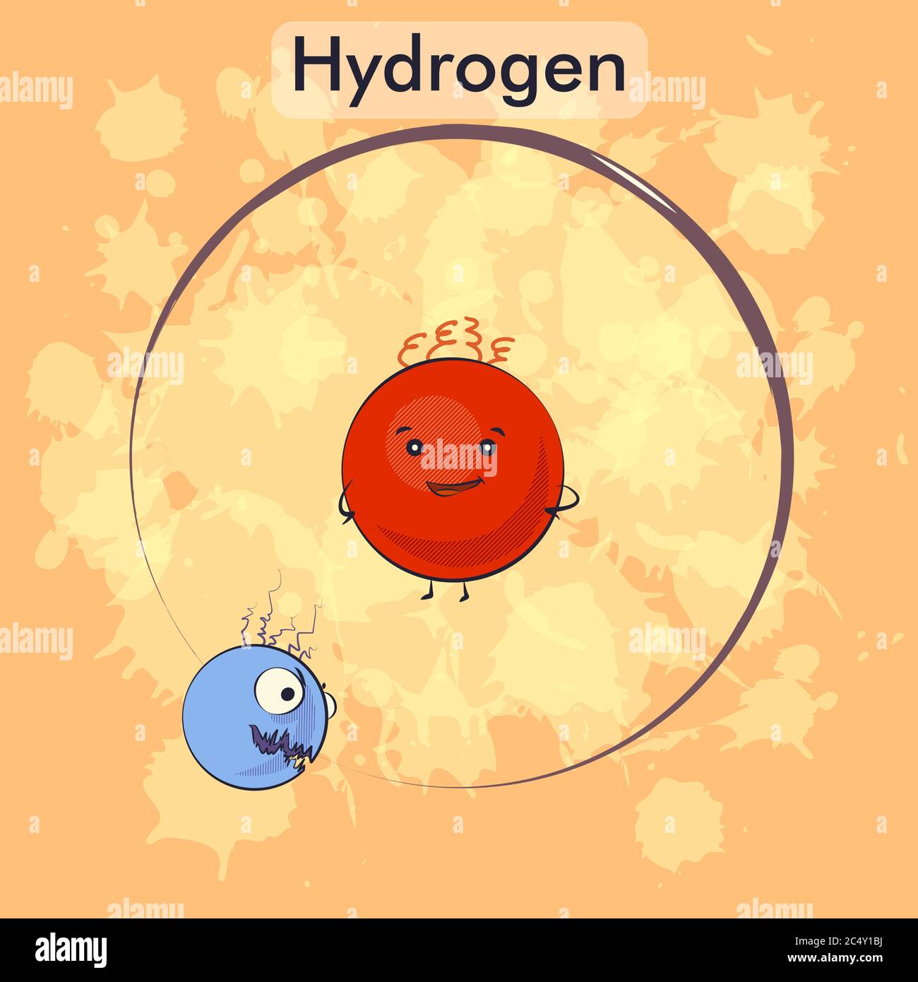 Dessin animé atome d'hydrogène, illustration vectorielle Illustration de Vecteur