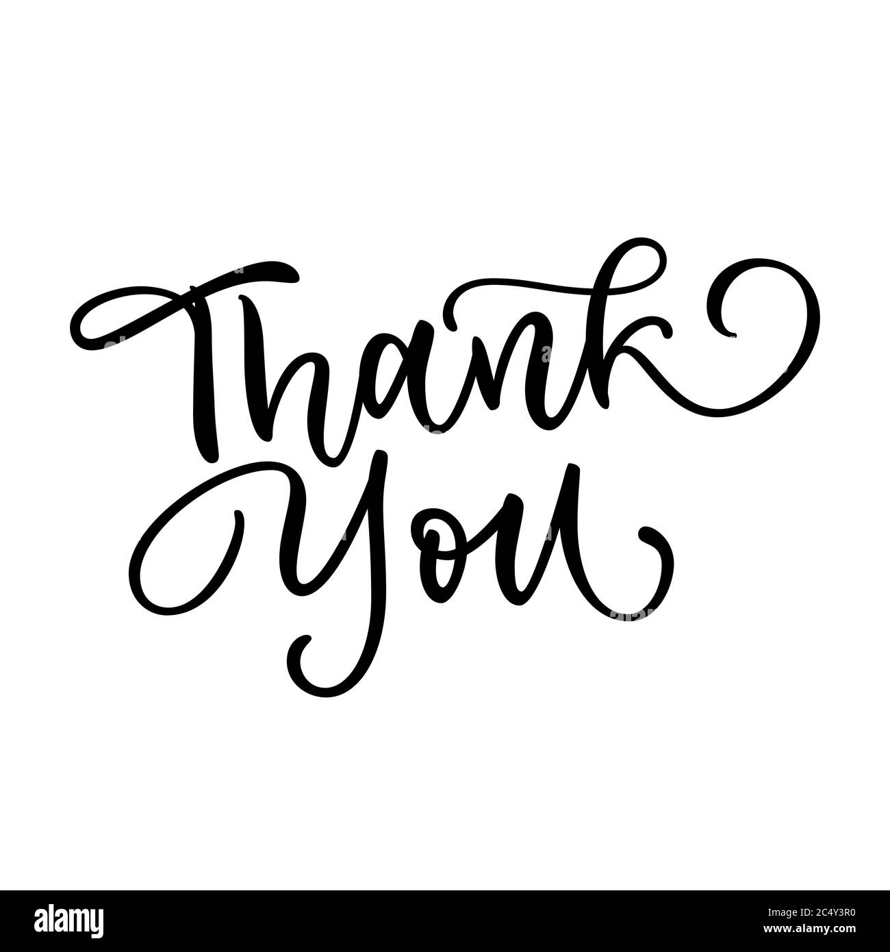 Merci calligraphie lettrage isolé sur fond blanc. Élément de texte manuscrit pour bannière, prospectus, cartes de vœux, étiquette ou étiquette. H Illustration de Vecteur