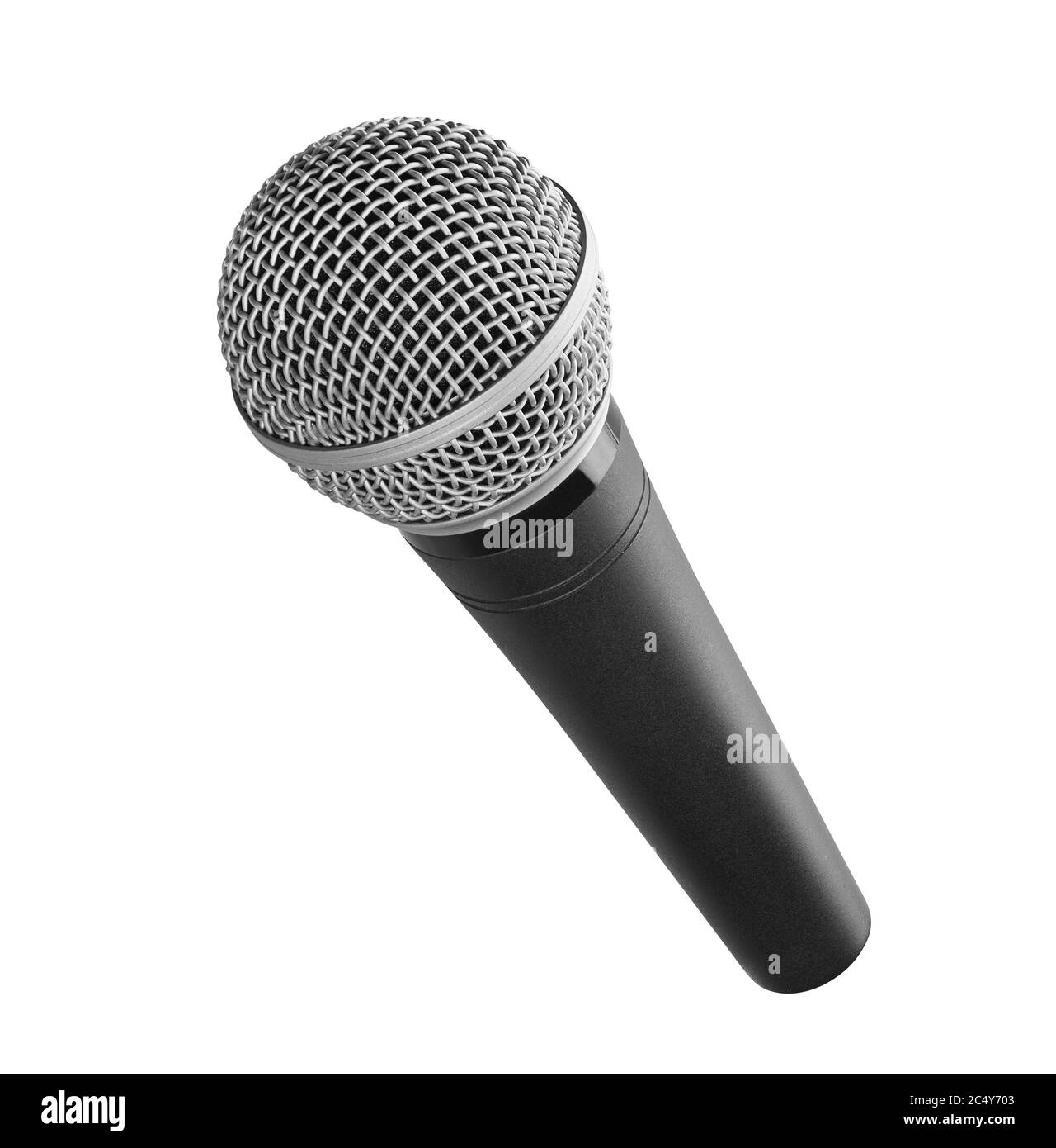 Microphone isolé sur fond blanc avec un masque Banque D'Images