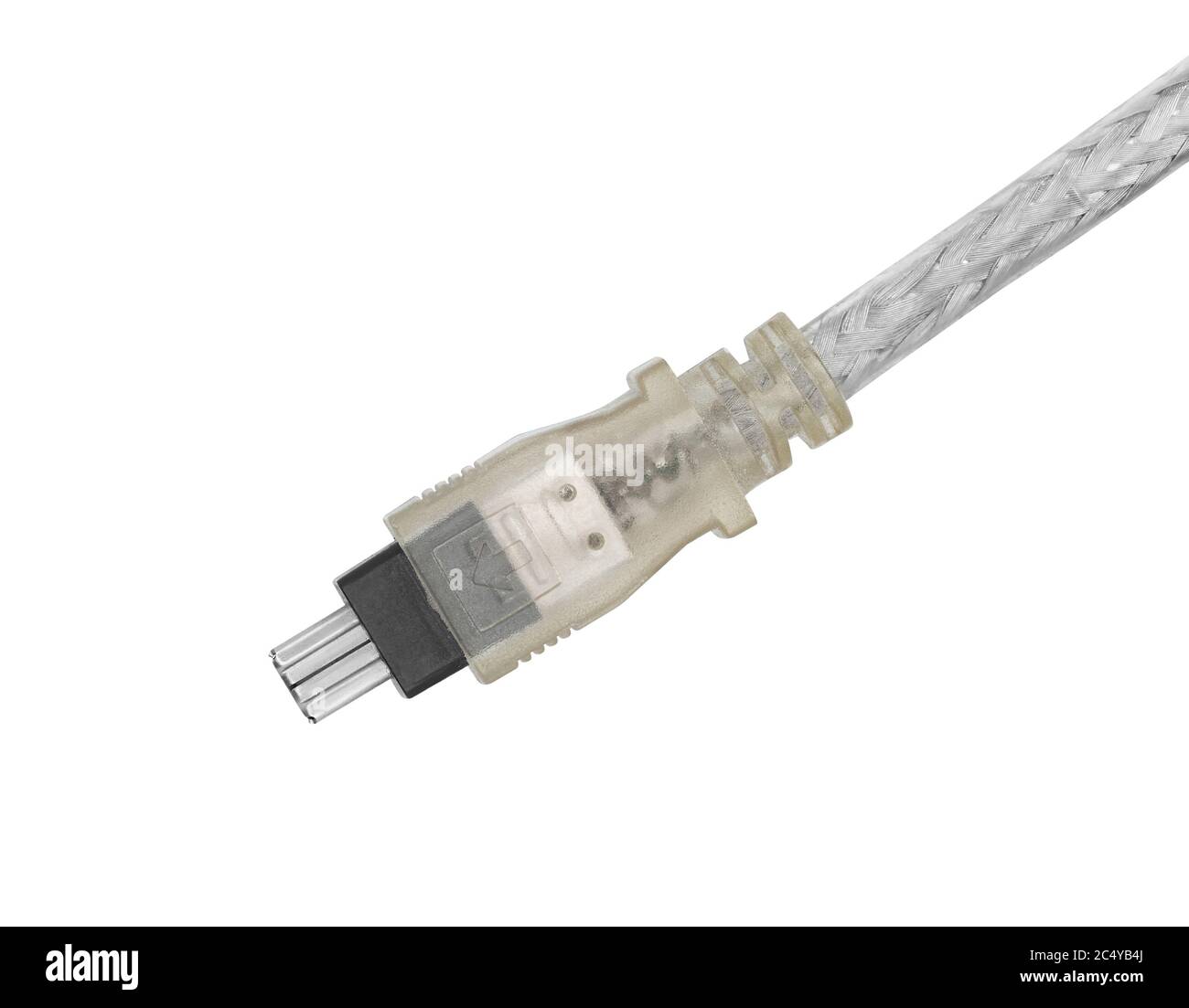 Câble IEEE 1394 ou FireWire isolé sur fond blanc avec chemin de coupure Banque D'Images