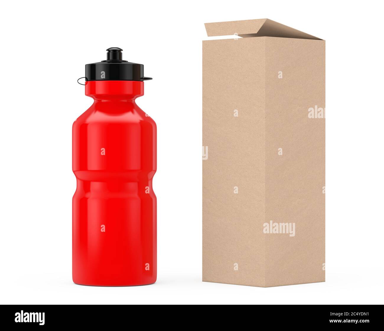 Bouteille d'eau en plastique rouge Sport maquette avec carton Kraft Paper  Box Packaging sur fond blanc. Rendu 3d Photo Stock - Alamy