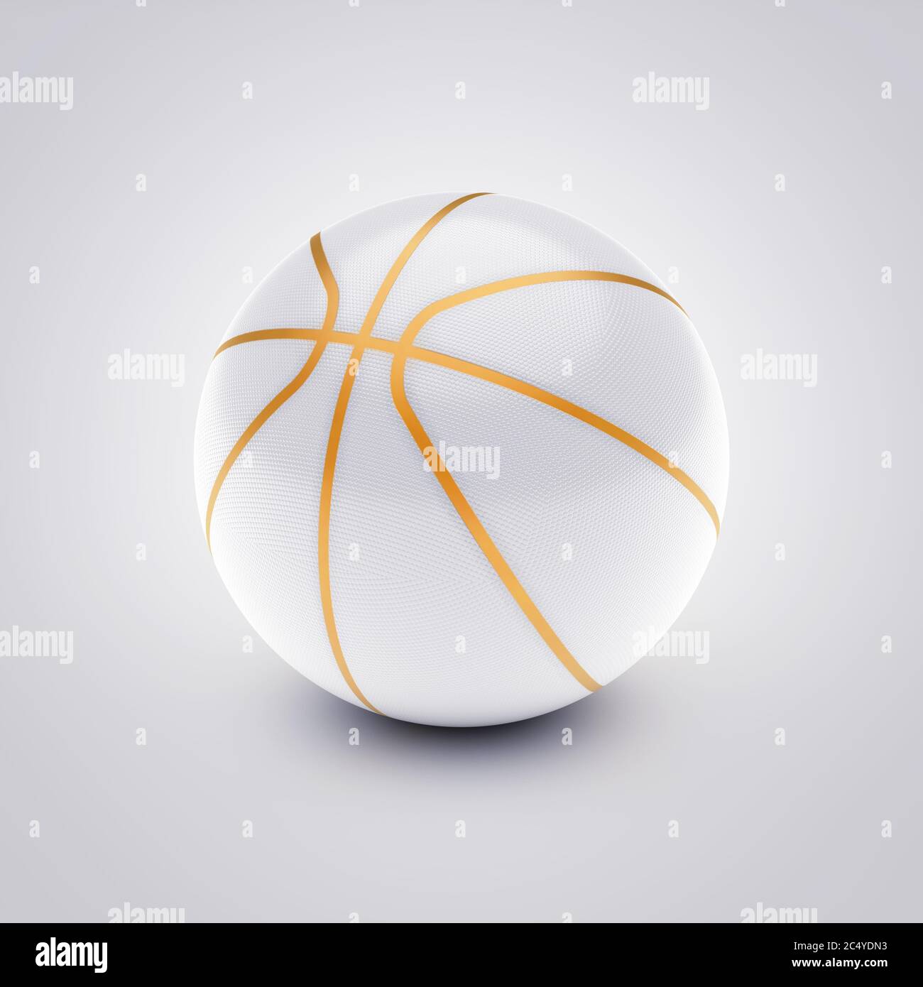 Basket-ball blanc et or sur fond blanc Banque D'Images