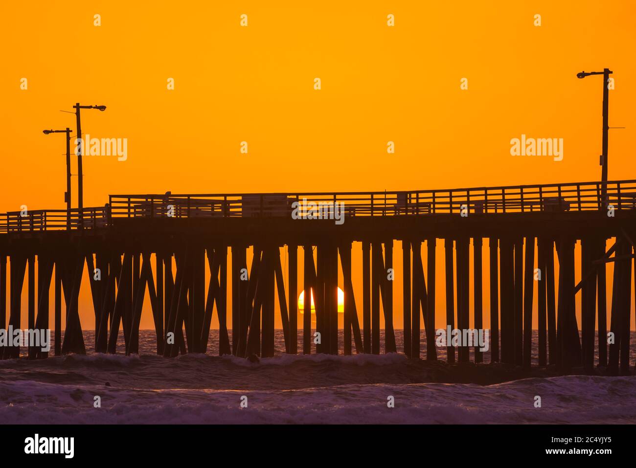 Sunset Pismo Beach Pier Californie Banque D'Images