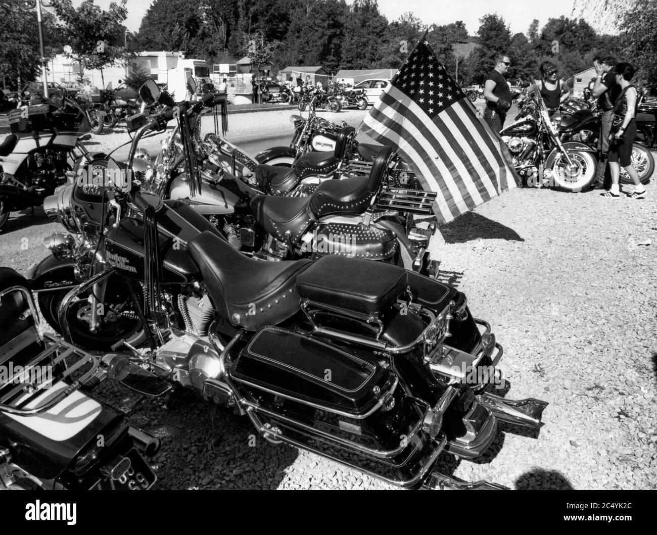 Archives 90ies: Free Wheels 1995, rencontre annuelle Harley Davidson à Cunlhat, Puy-de-Dôme, France Banque D'Images