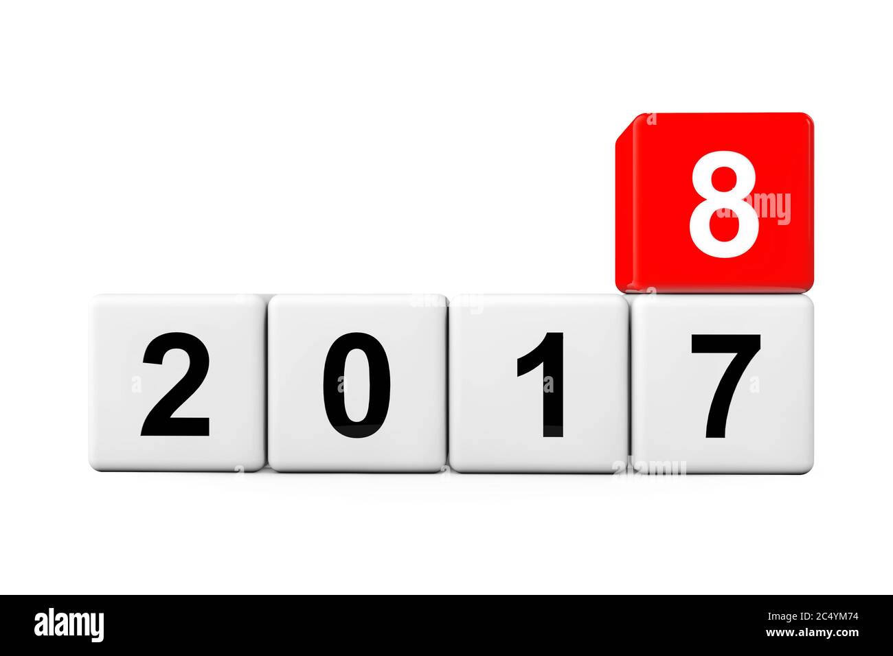 Blocs avec la transition de l'année 2017 à 2018 sur un fond blanc. Rendu 3d Banque D'Images