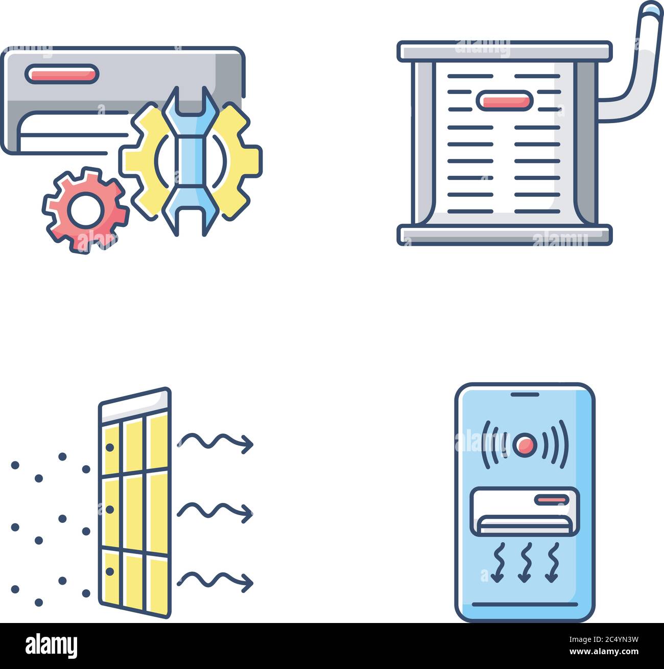 Jeu d'icônes de couleur RVB chauffage et conditionnement Illustration de Vecteur