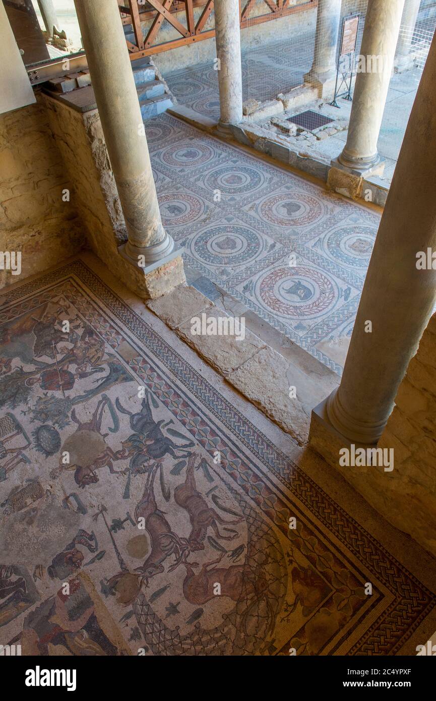 La Villa Romana del Casale est une villa romaine construite dans le premier quart du 4ème siècle et contient le plus riche, le plus grand et le plus complexe collecti Banque D'Images