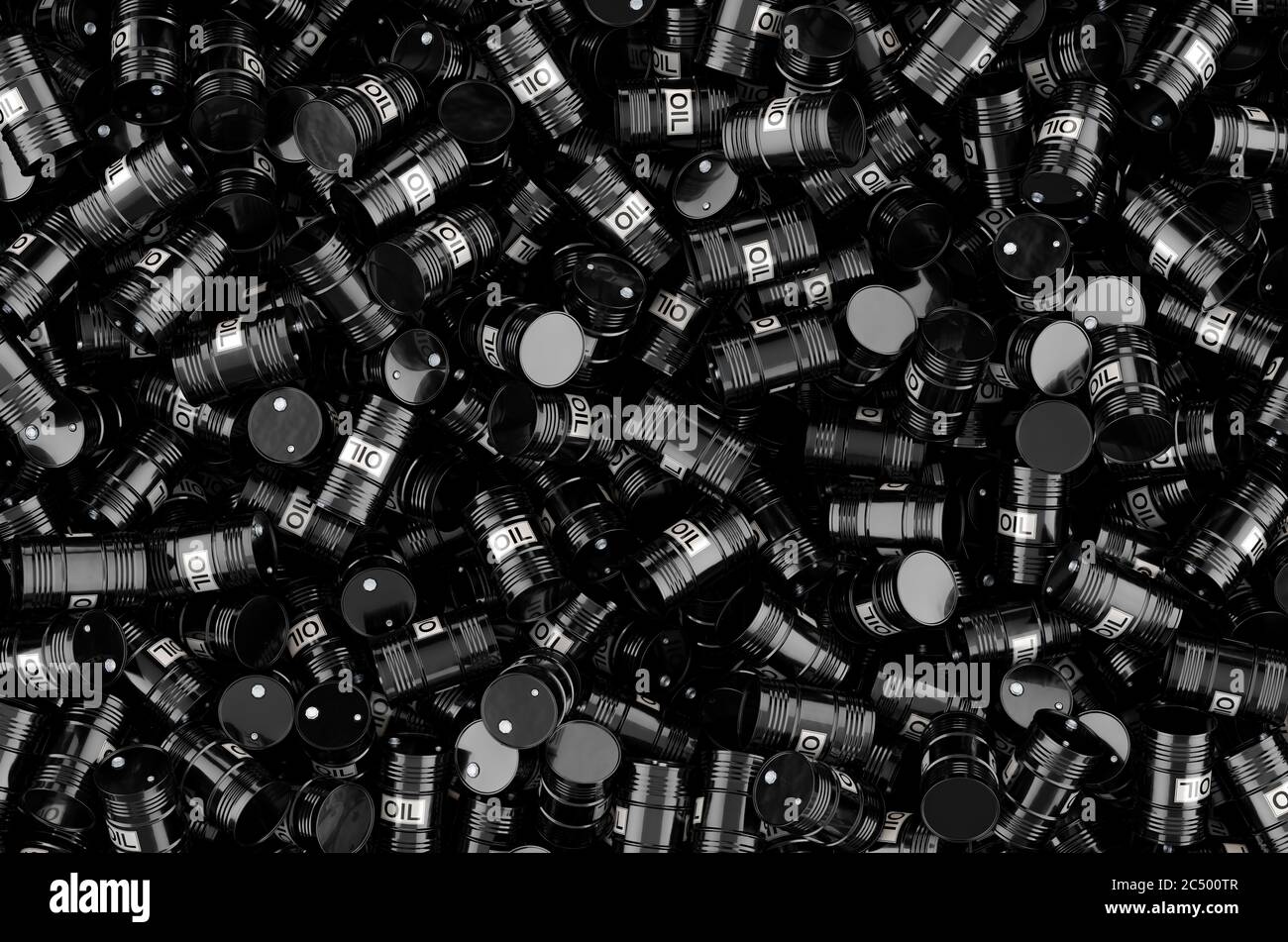 Arrière-plan des barils de pétrole noir topview, rendu 3D Photo Stock -  Alamy
