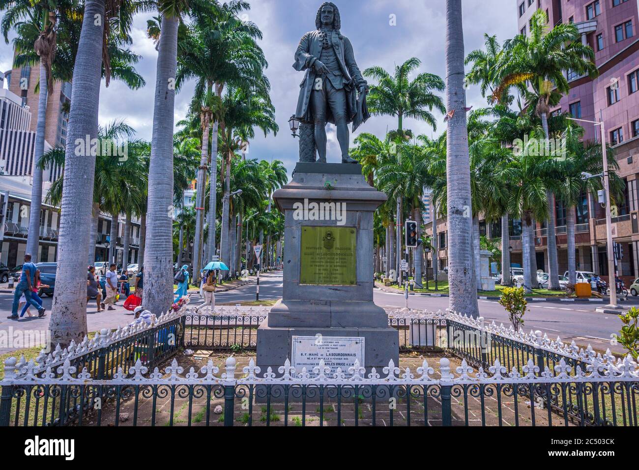 Port Louis, Maurice, décembre 2015 - Statue du Mahé de Labordonnais, premier gouverneur français de l'île Banque D'Images