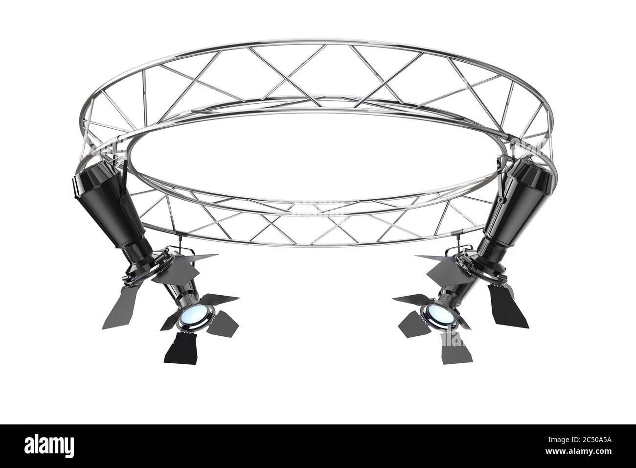 Métal moderne Stage Spotlight Construction sur un fond blanc. Rendu 3d Banque D'Images