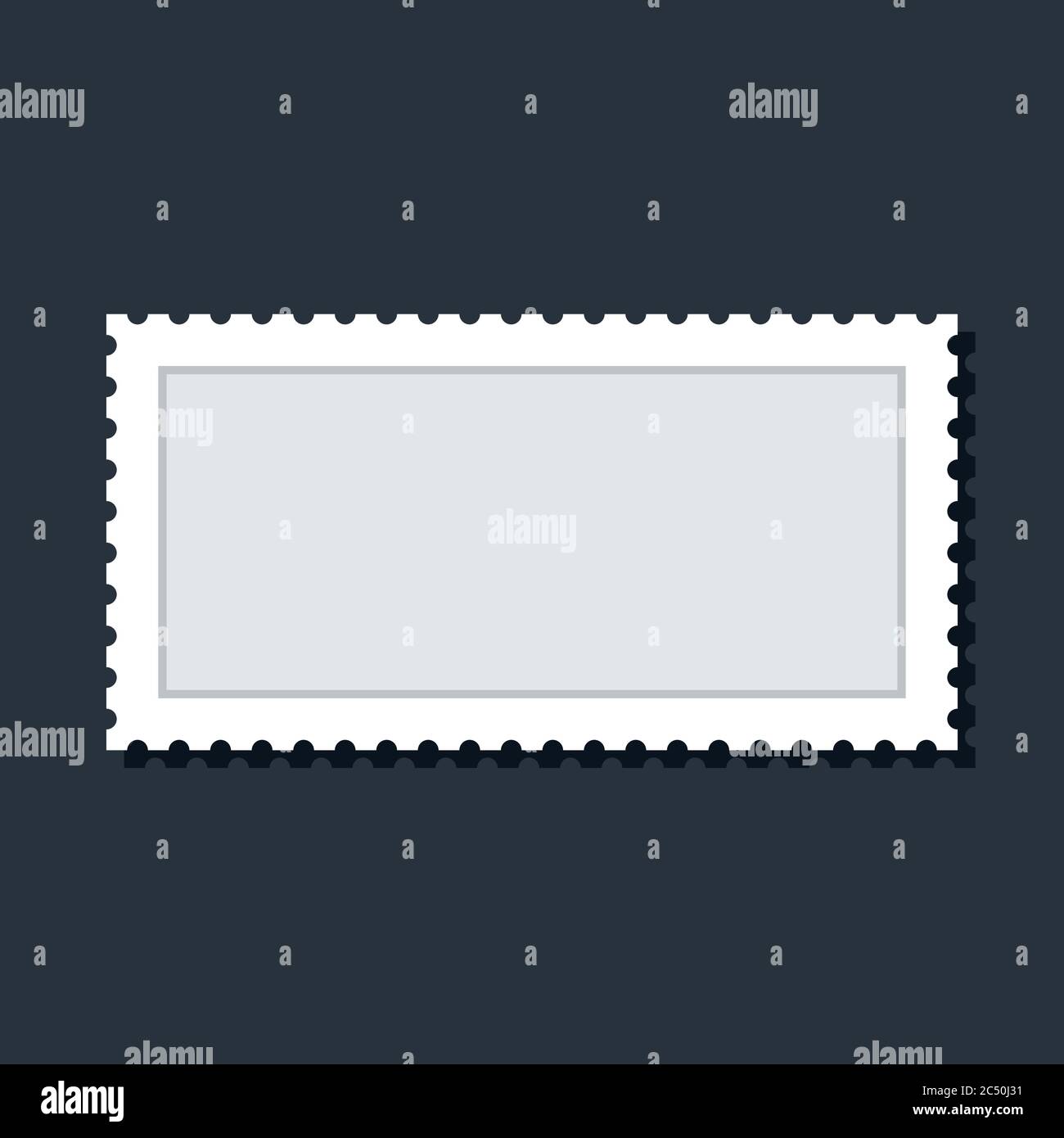 Timbre-poste blanc vierge. Forme récupérable isolée de l'arrière-plan. L'illustration vectorielle est un élément graphique pour le design artistique pro Illustration de Vecteur
