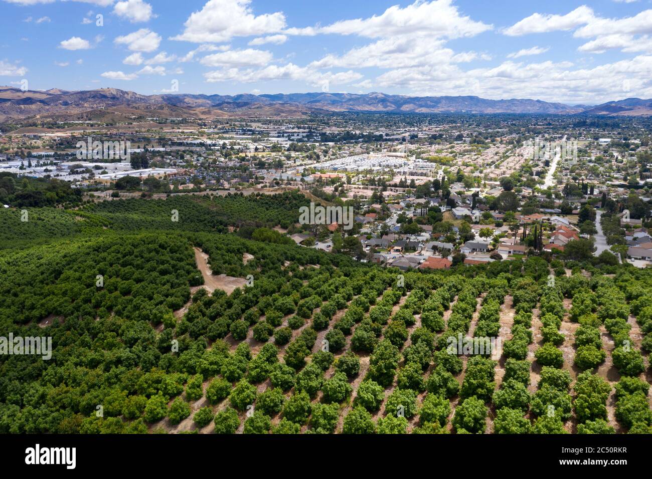 Vue aérienne sur la vallée de Simi et le ranch de Quail Banque D'Images