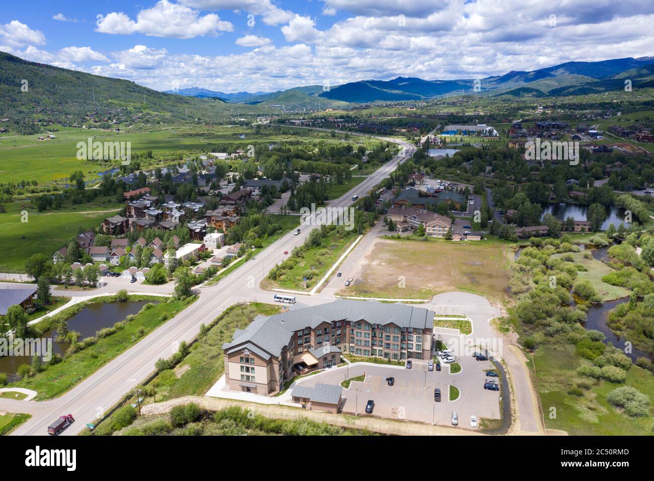 Vues aériennes de Steamboat Springs Colorado Banque D'Images