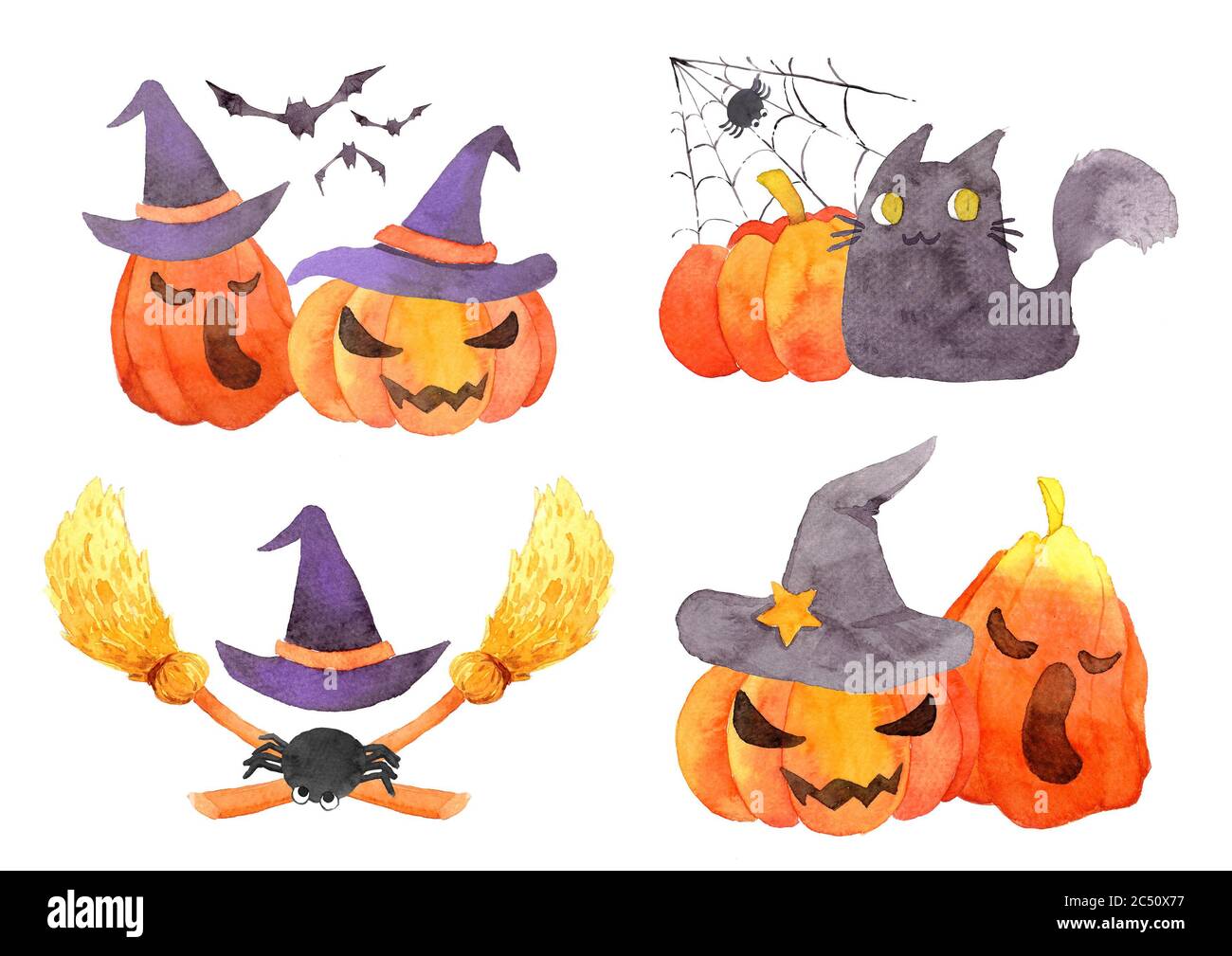 Halloween élément illustration avec la magie balai et araignée
