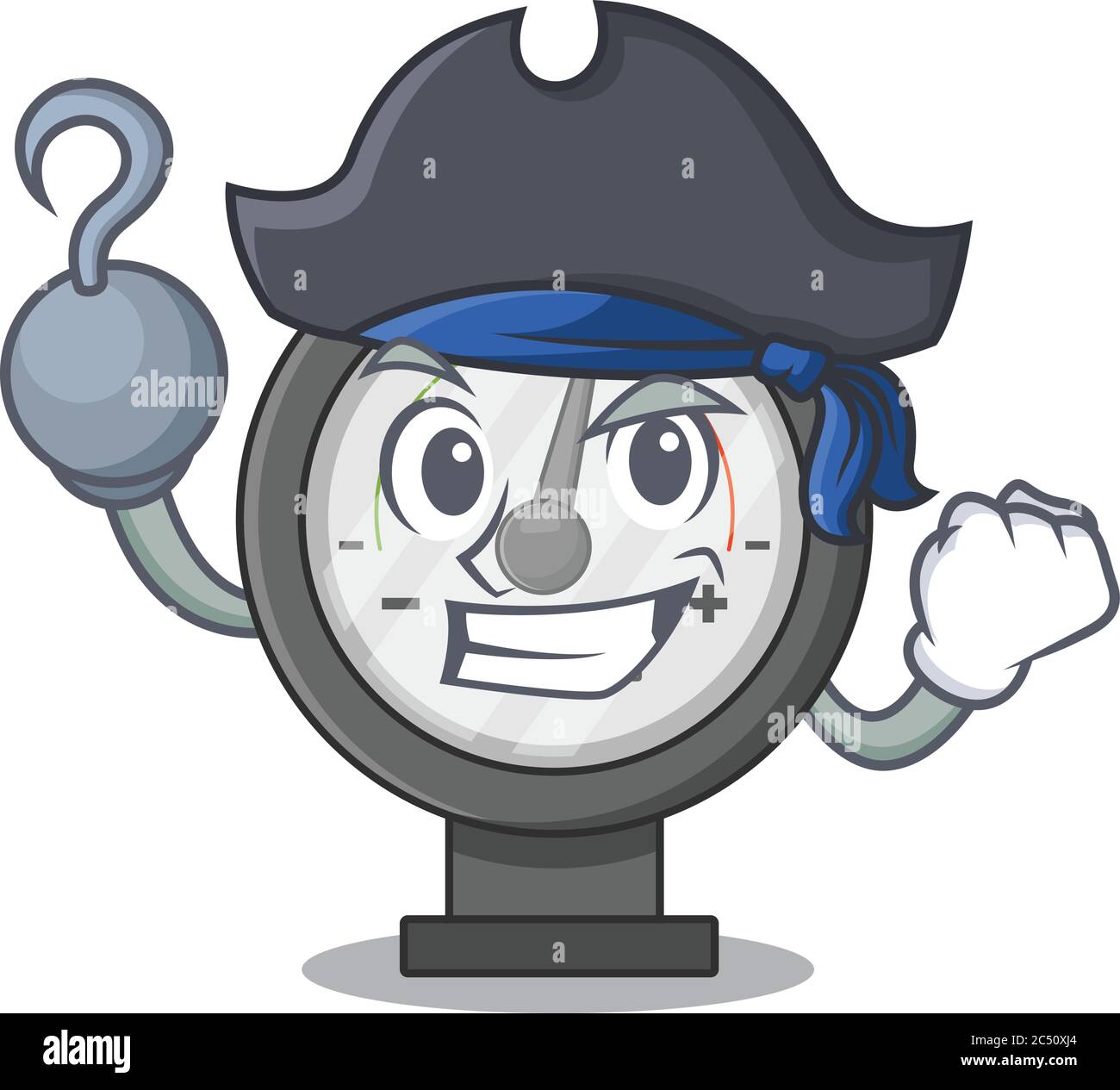 Un crochet mains Pirate personnage manomètre dessin animé Illustration de Vecteur