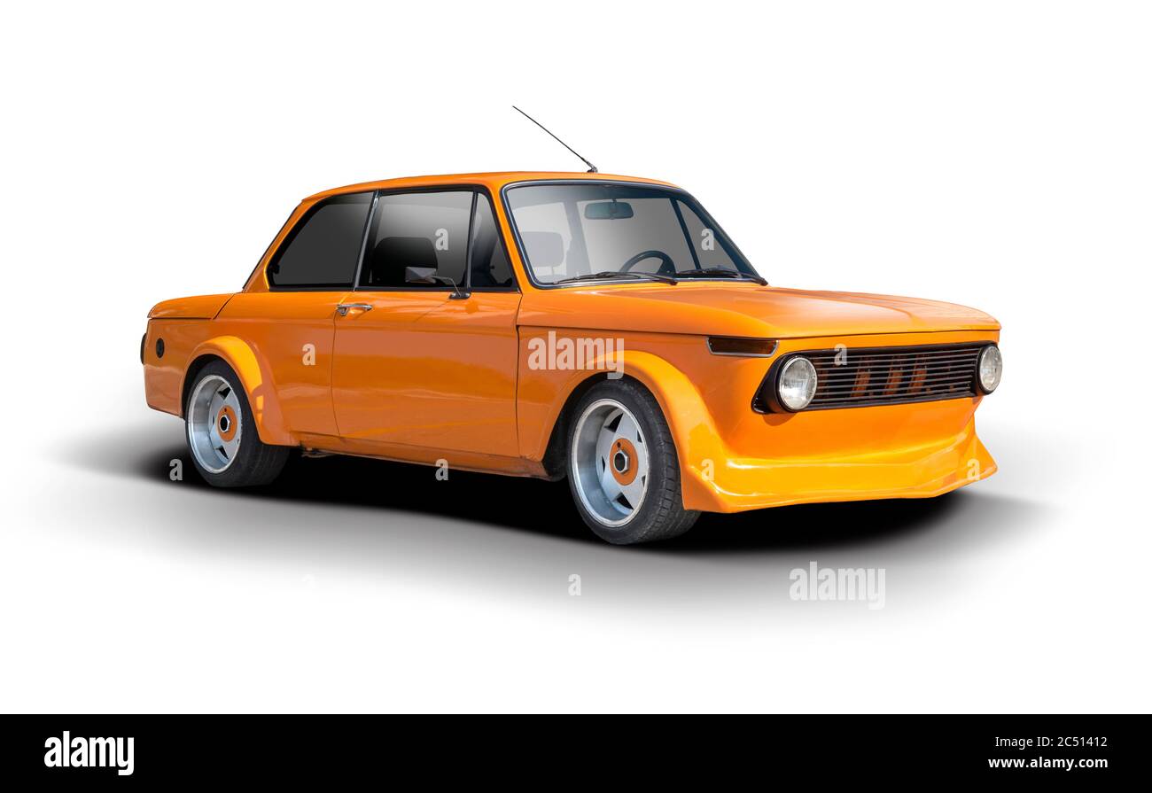 Berline classique voiture sport isolée sur blanc Banque D'Images