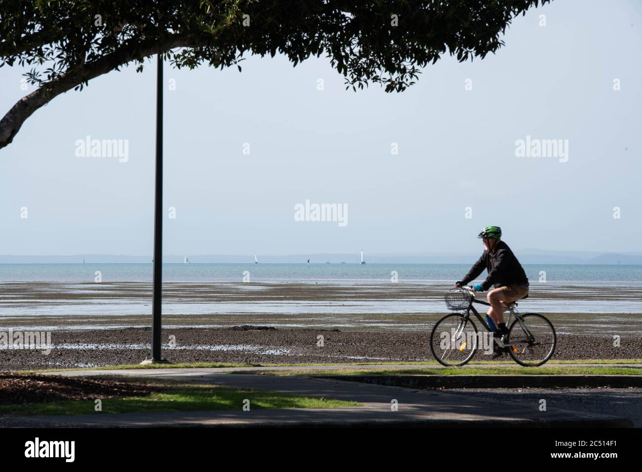 Brisbane, Australie. 30 juin 2020. Un cycliste bénéficie d'une journée ensoleillée sur le Bayside au milieu de Covid-19 crisisQueensland le premier ministre Annastacia Palaszczuk participe à une réunion du cabinet d'un État le mardi 30 juin pour annoncer une réouverture possible de la frontière et des recommandations sanitaires. (Photo de Flo Rols/Pacific Press) crédit: Agence de presse du Pacifique/Alamy Live News Banque D'Images