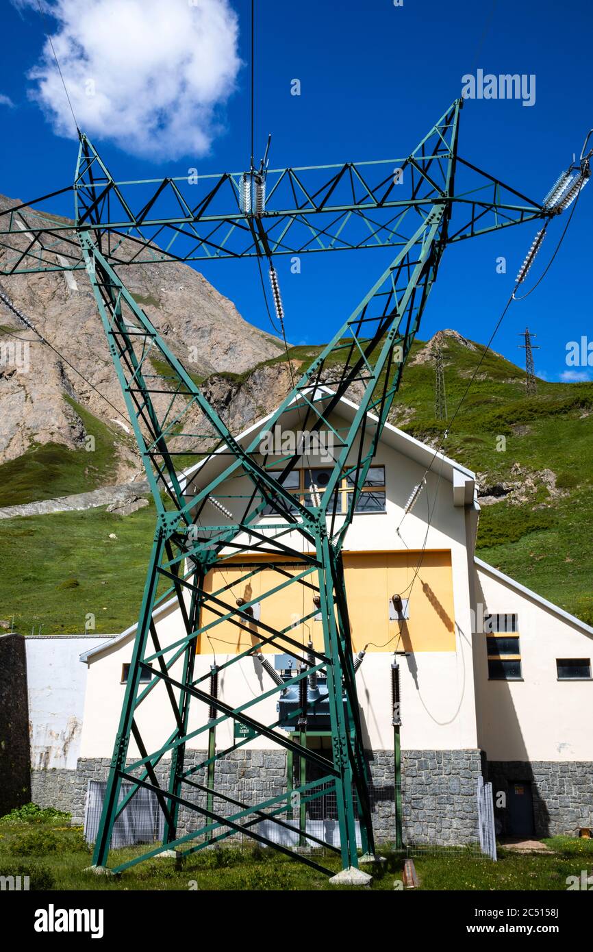 La centrale électrique Piero Fererio , Lac Morasco, Vallée de Formazza, Vallée d'Ossola, VCO, Piémont, Italie Banque D'Images