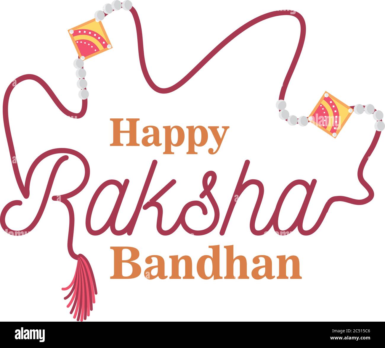 Raksha bandhan bracelet jaune et rose style détaillé icône design, thème indien et de vacances illustration vectorielle Illustration de Vecteur