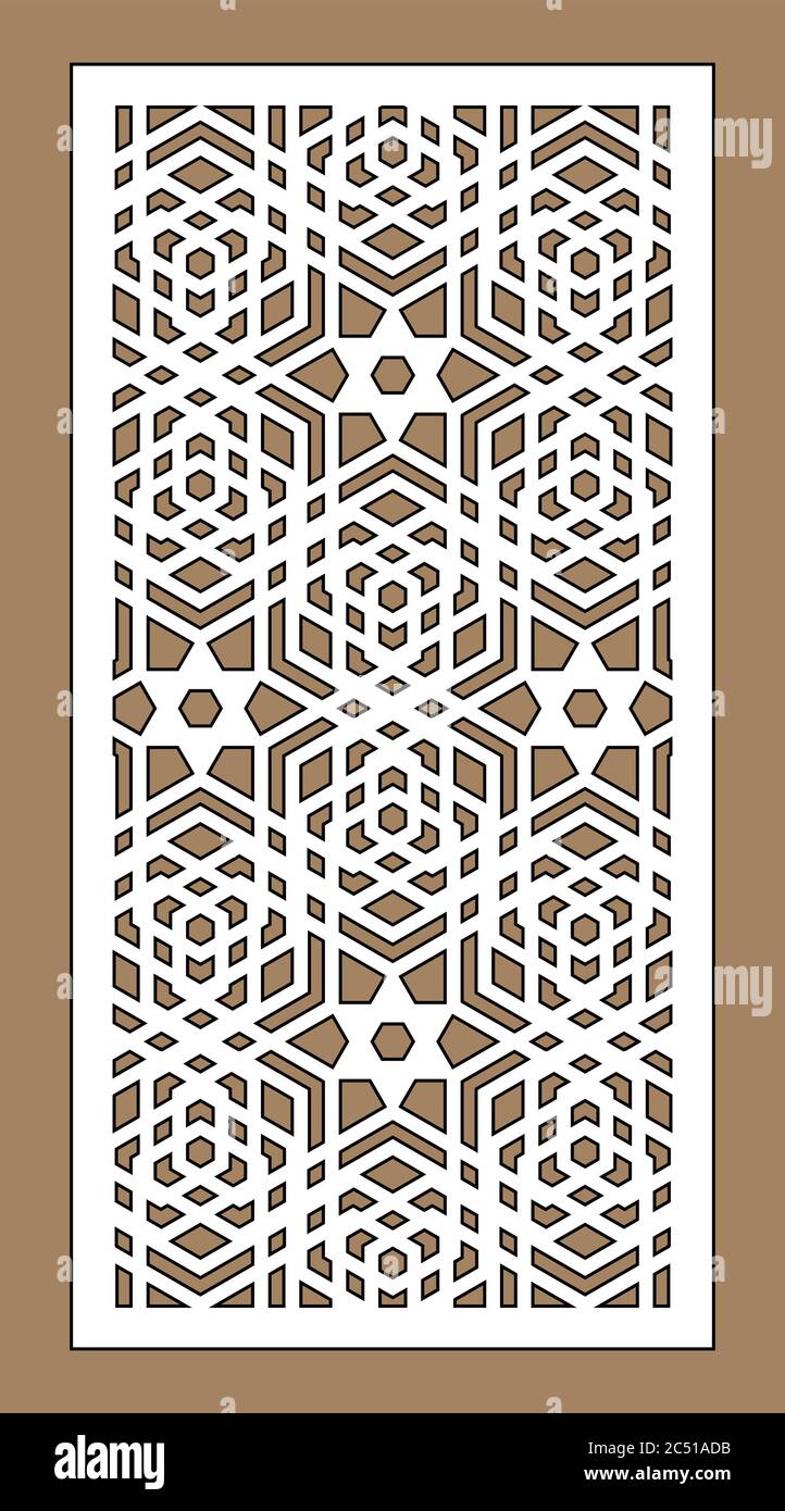 Découpe au laser. Panneau vectoriel décoratif Arabesque. Modèle pour cloison intérieure en style arabe. Conception de découpe au laser Illustration de Vecteur