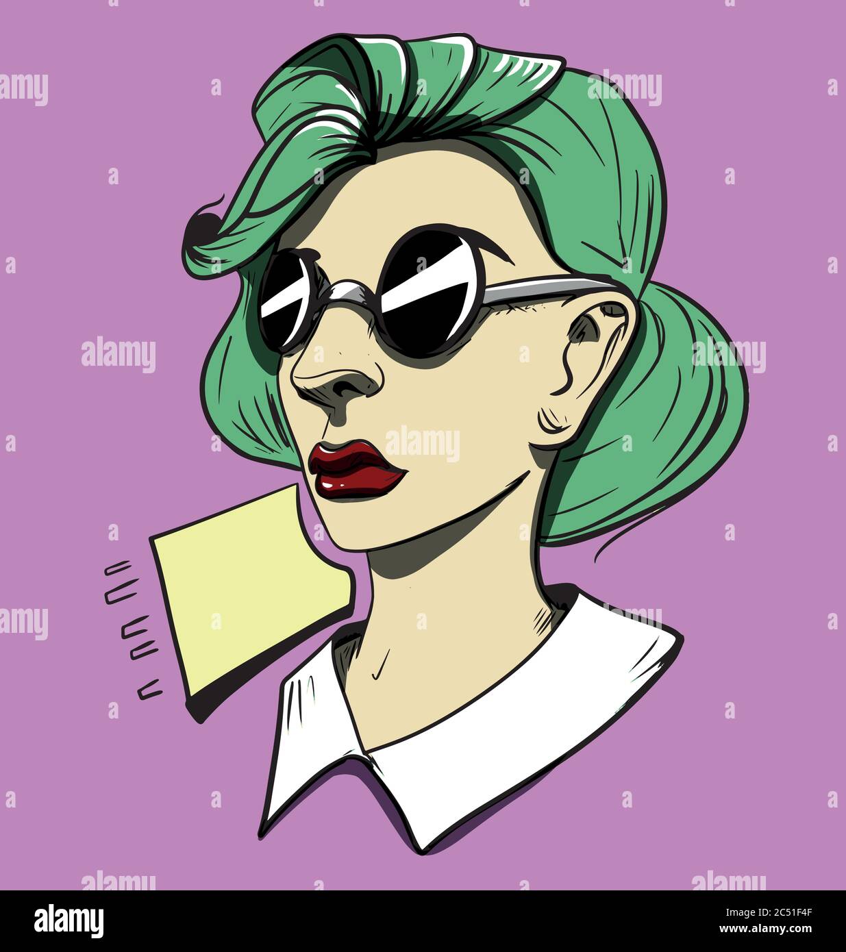 portrait de dessin animé d'un style de femme popart grunfe Illustration de Vecteur