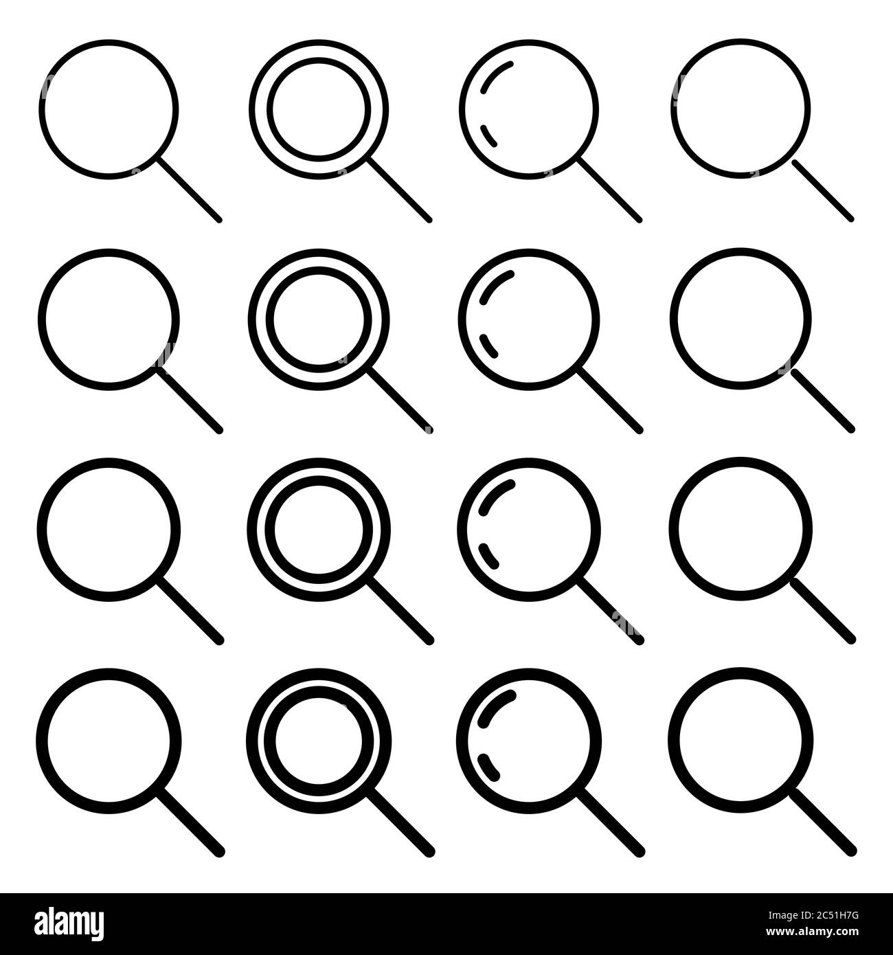 Icône de jeu de recherche, différentes variations d'épaisseur de contour. Eps10 vectoriel Illustration de Vecteur