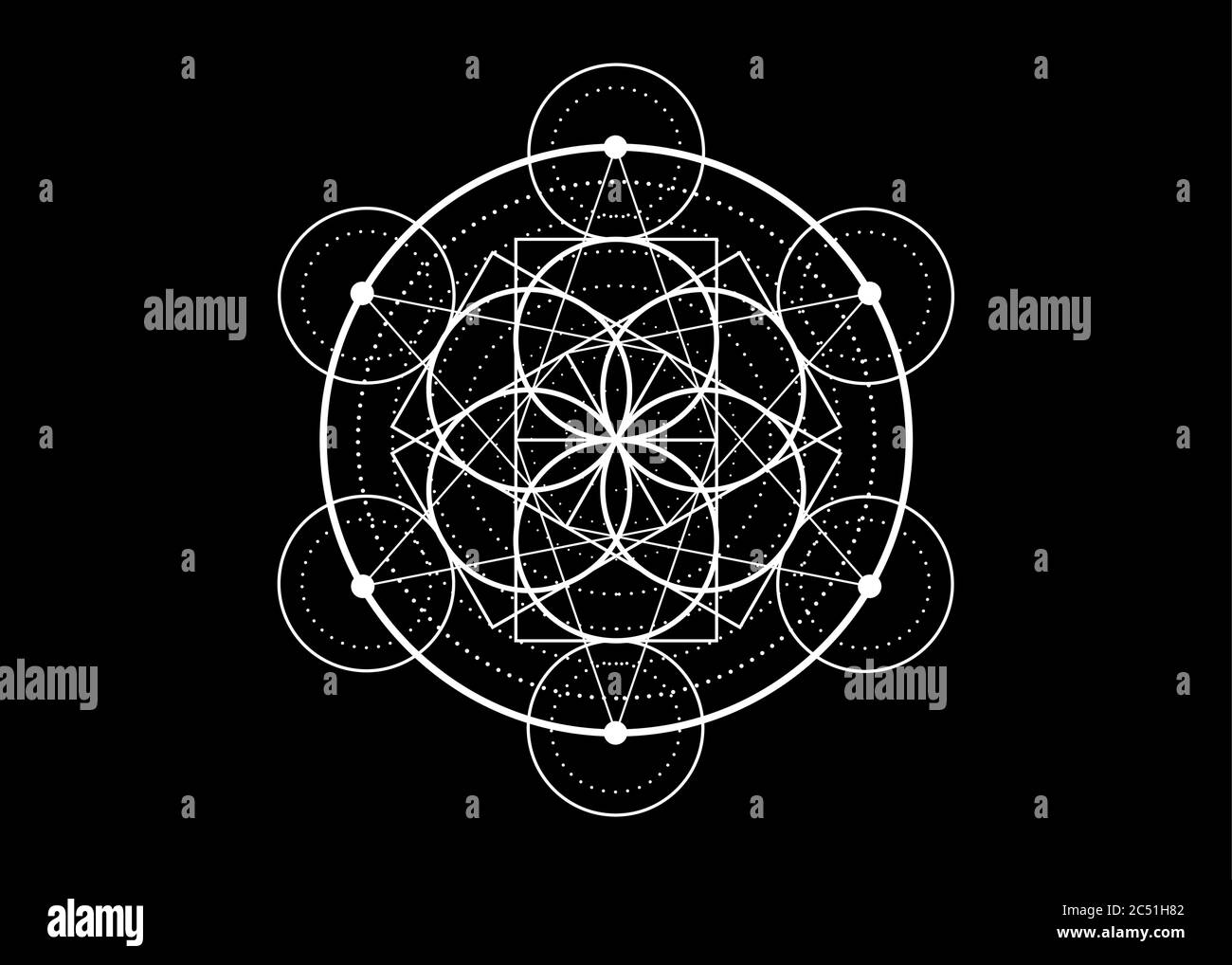 Symbole de la graine de vie géométrie sacrée. Mandala mystique géométrique de la fleur ésotérique alchimie de la vie. Vecteur blanc divin amulette méditative isolée Illustration de Vecteur