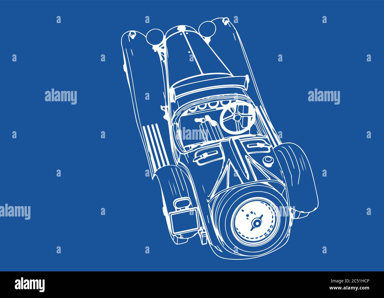 dessin d'un vecteur bleu d'arrière-plan de voiture de sport vintage Illustration de Vecteur