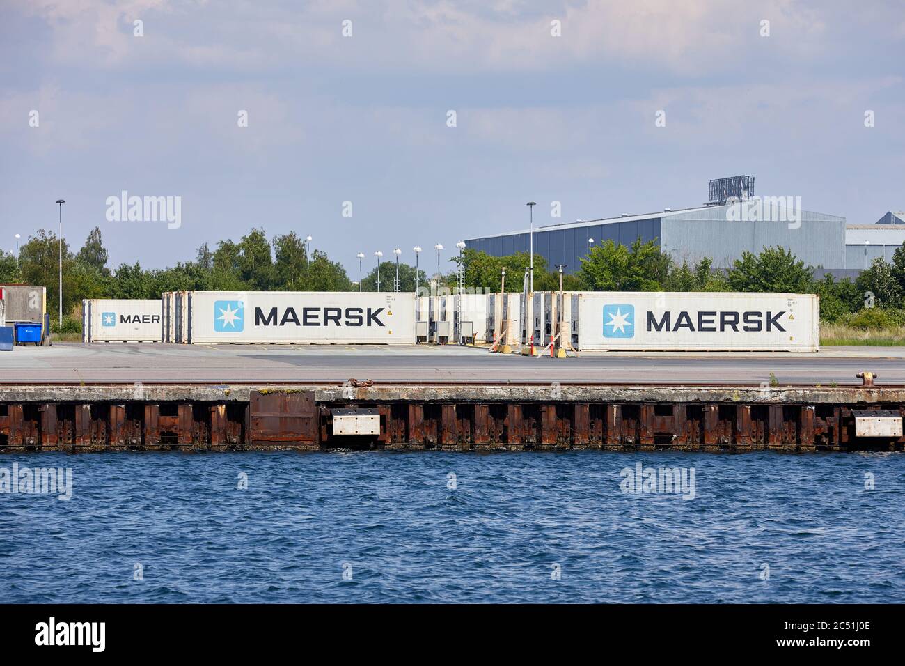 Conteneurs d'expédition Maersk, port de Copenhague, Copenhague, Danemark Banque D'Images