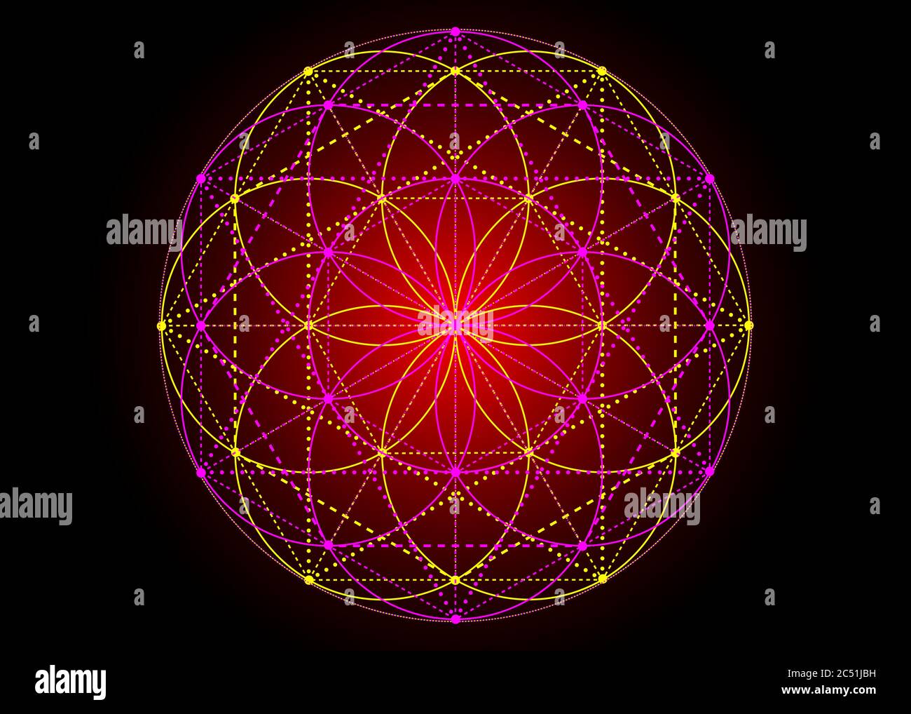 Symbole de la graine de vie géométrie sacrée. Géométrique mystique mandala alchimie ésotérique Fleur de vie. Vecteur boho coloré divin amulette méditative isolée Illustration de Vecteur