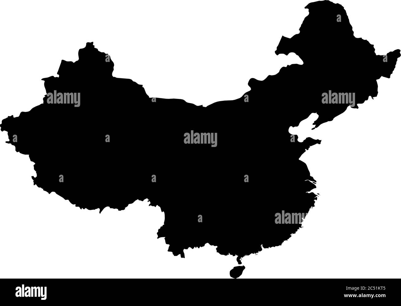 Chine - carte silhouette noire unie de la région. Illustration simple à vecteur plat. Illustration de Vecteur