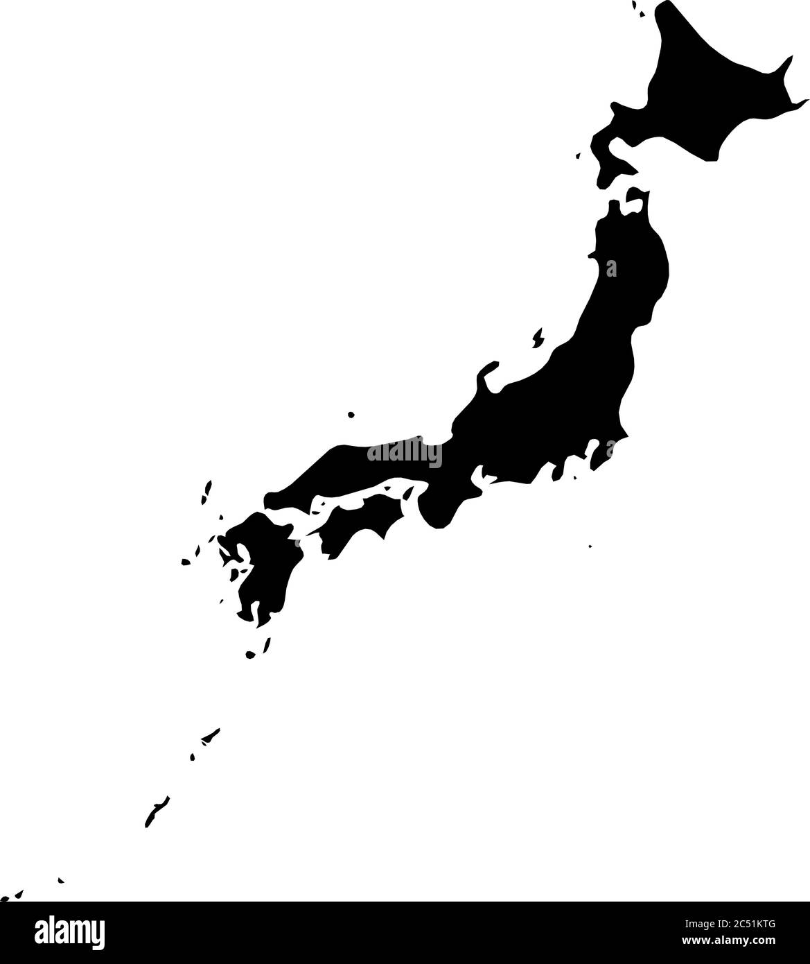 Japon - carte silhouette noire unie de la région. Illustration simple à vecteur plat. Illustration de Vecteur