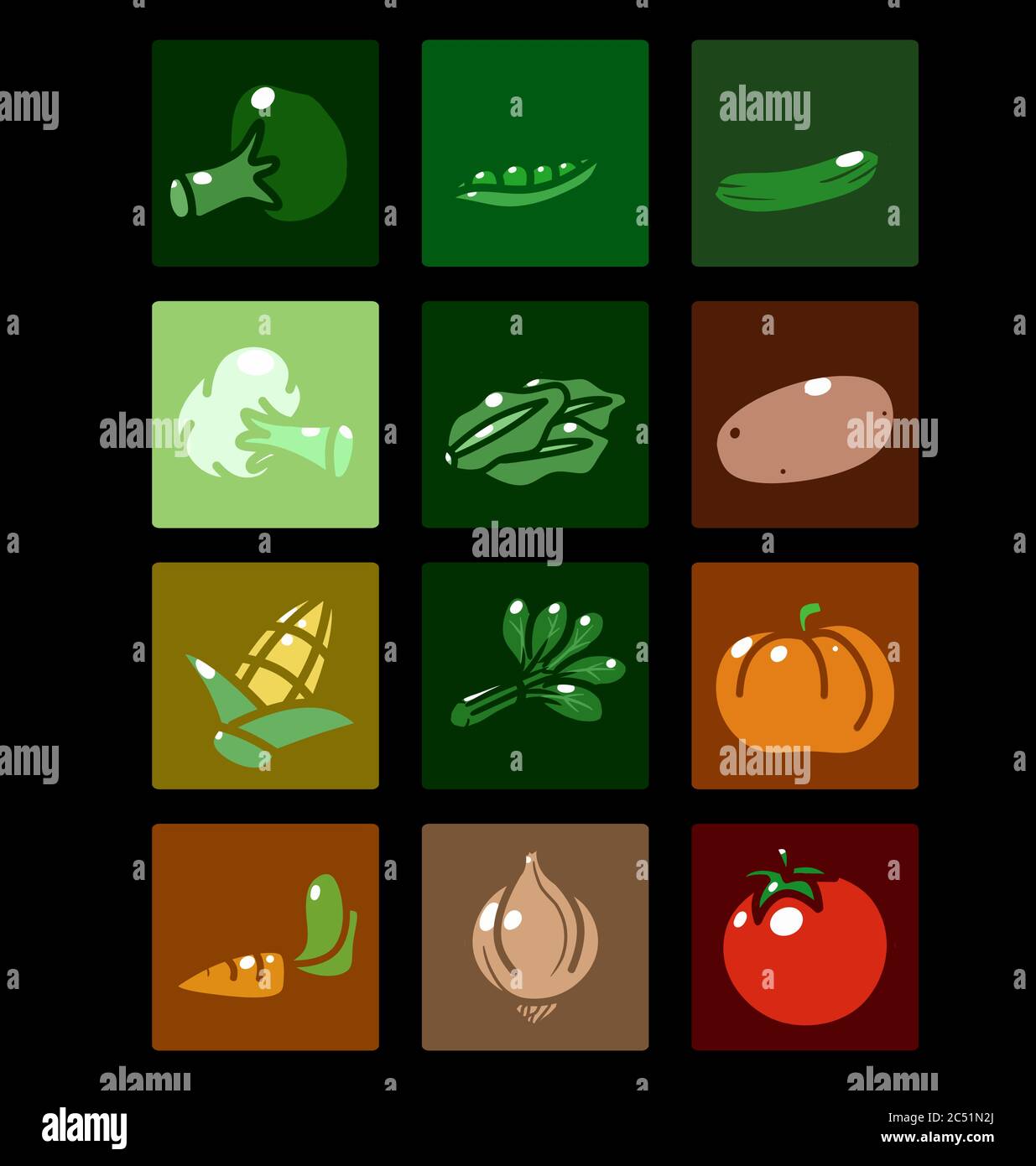 ensemble d'icônes vectorielles de différents légumes isolés Illustration de Vecteur