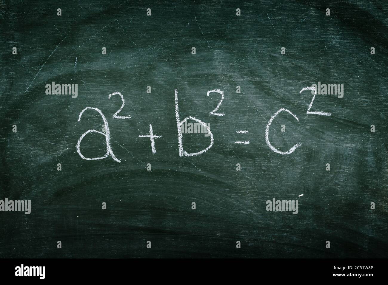 Théorème pythagore sur tableau vert, éducation de base en mathématiques Banque D'Images