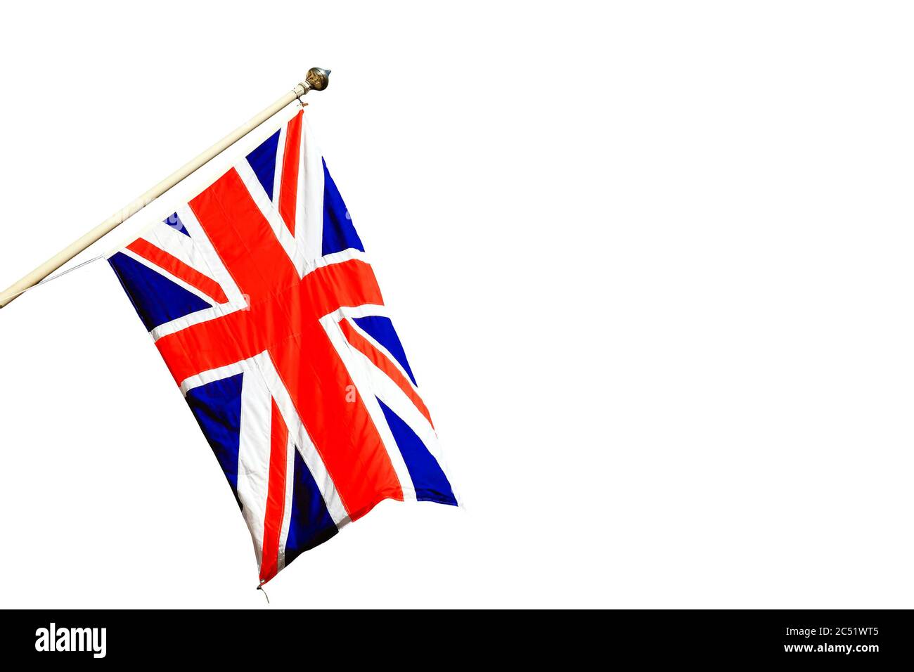 Drapeau national de l'Union Jack du Royaume-Uni découpé et isolé sur fond blanc Banque D'Images