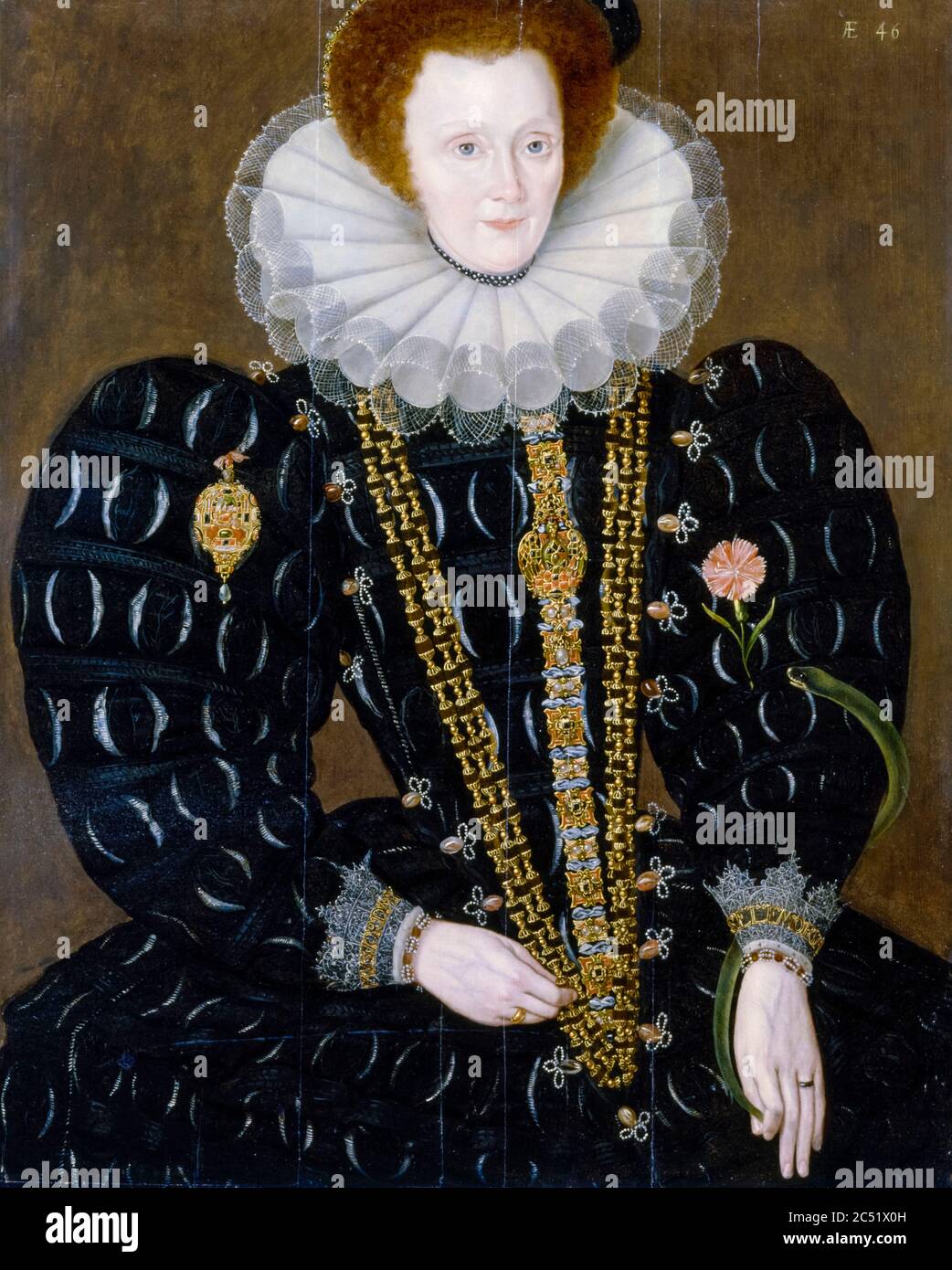 Lady Elizabeth Knightley (vers 1547/1542-1602), portrait peint par Marcus Gheeraerts le plus jeune, 1591 Banque D'Images