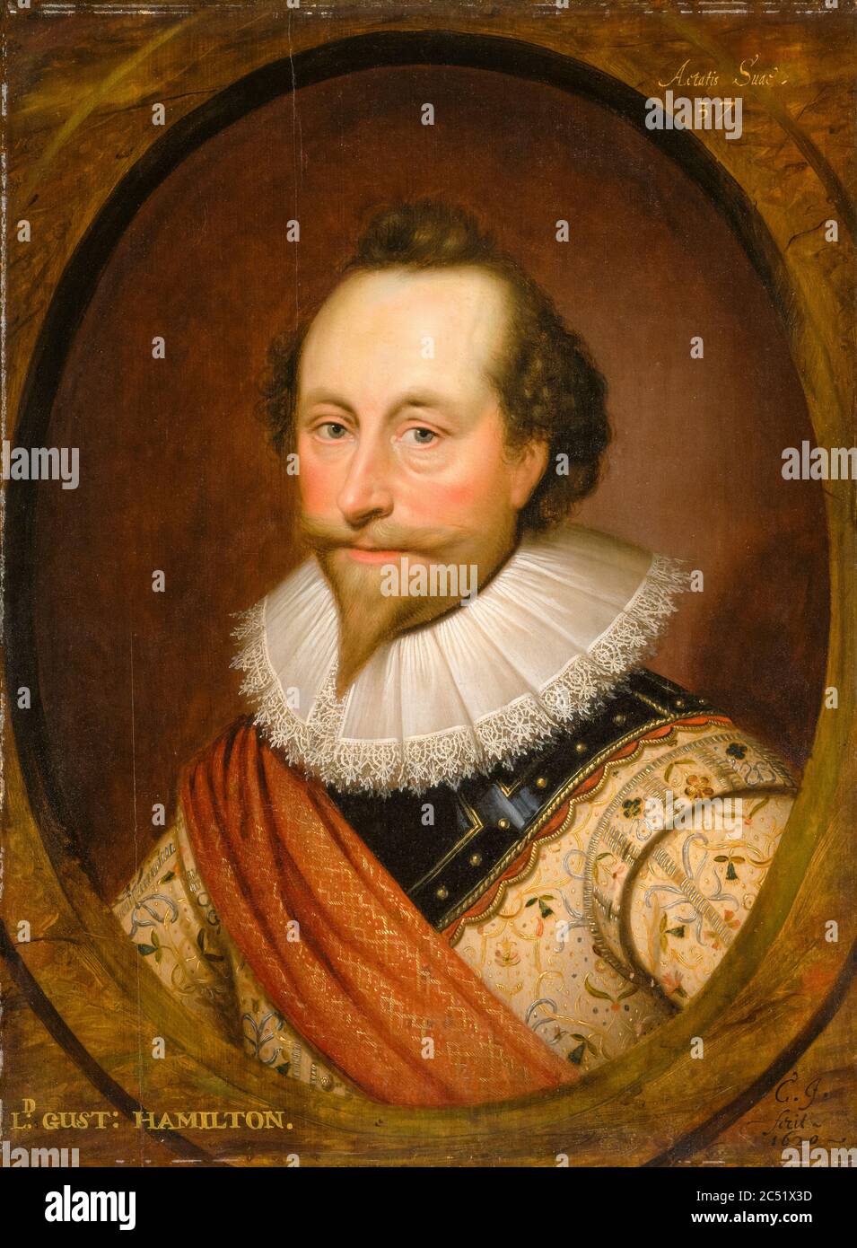 Temple Sir Alexander (vers 1582/1583–1629), propriétaire foncier et politicien anglais, portrait peint par Cornelius Johnson, 1620 Banque D'Images