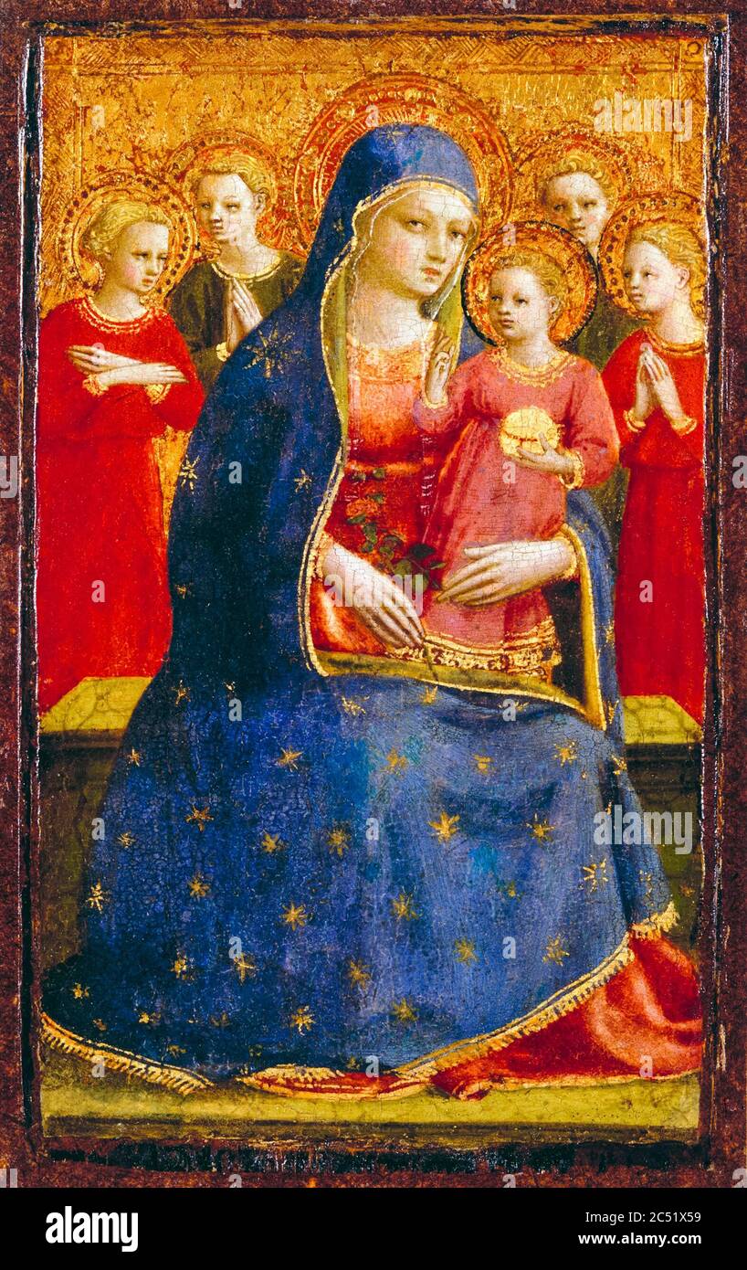 Madonna et l'enfant avec les anges, peinture de FRA Angelico, 1425 Banque D'Images