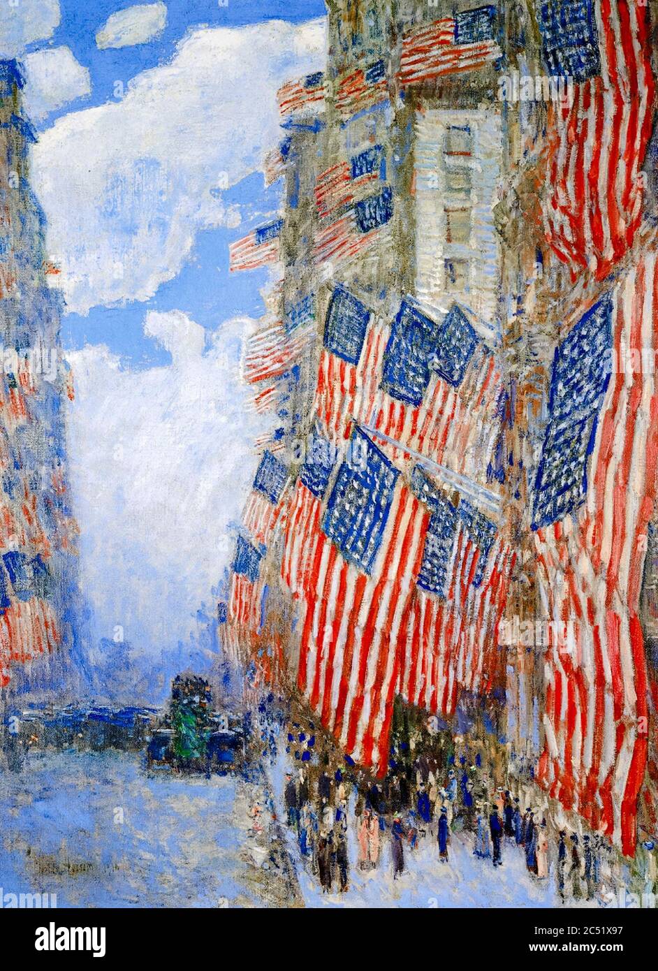 Childe Hassam, le quatrième de juillet 1916, (le plus grand étalage du drapeau américain jamais vu à New York, point culminant de la Parade de préparation en mai), peinture, 1916 Banque D'Images