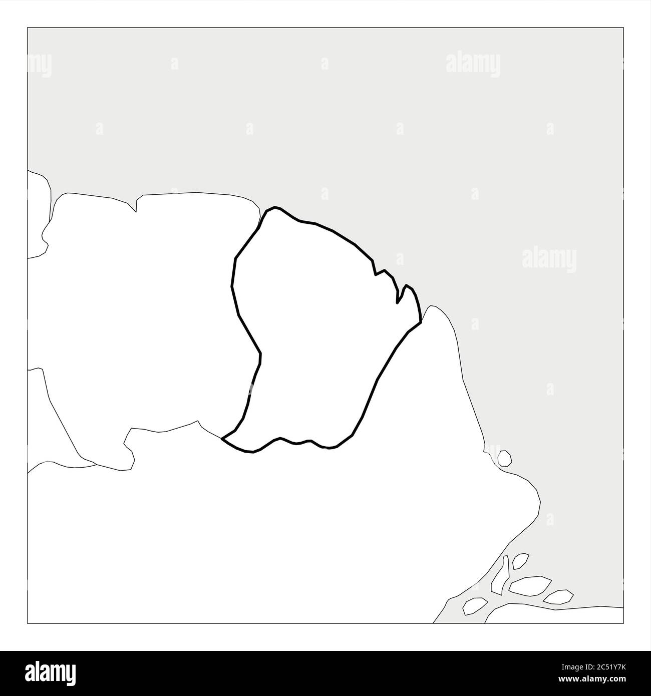 Carte de la Guyane française noir contour épais mis en évidence avec les pays voisins. Illustration de Vecteur
