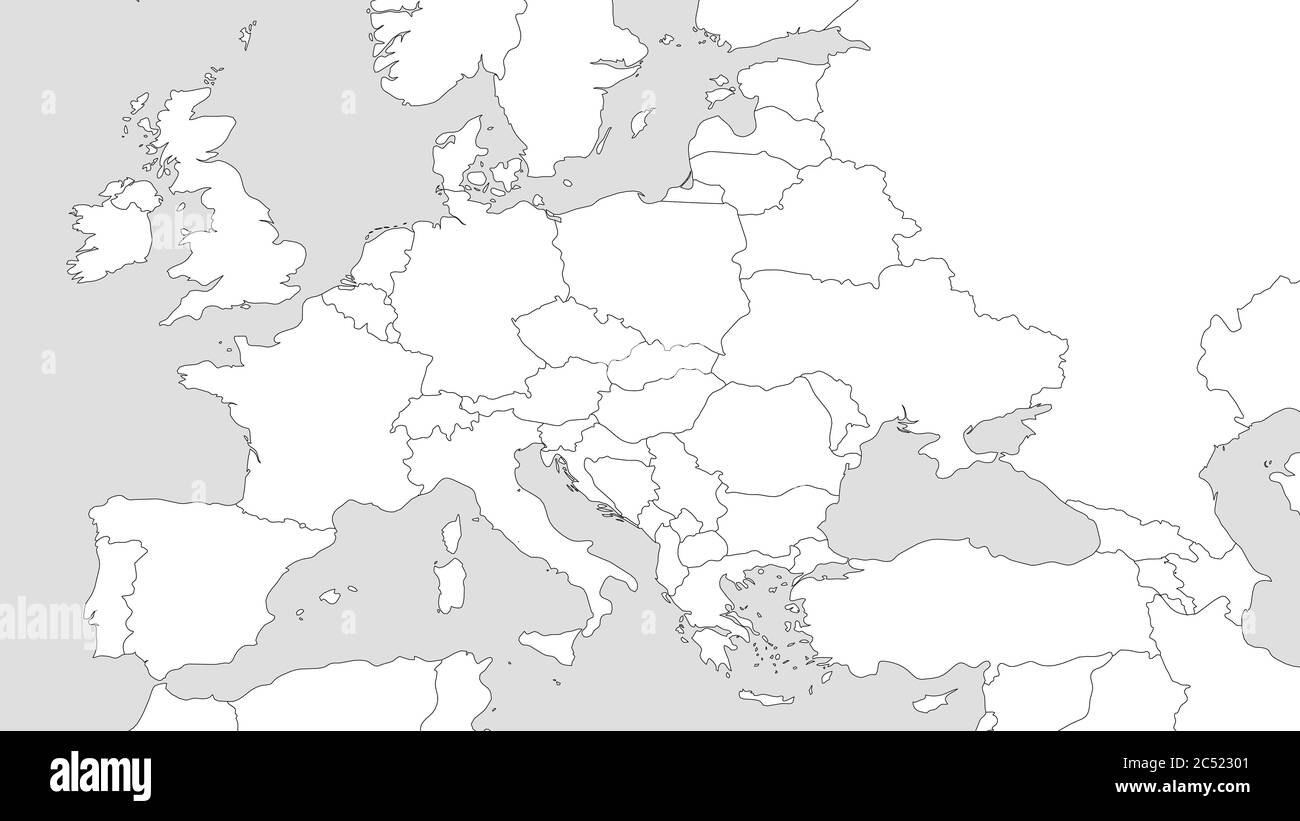 Carte De Contour De L Europe Vierge Carte Vectorielle Simplifiee Composee D Un Contour Noir Sur Fond Blanc Image Vectorielle Stock Alamy