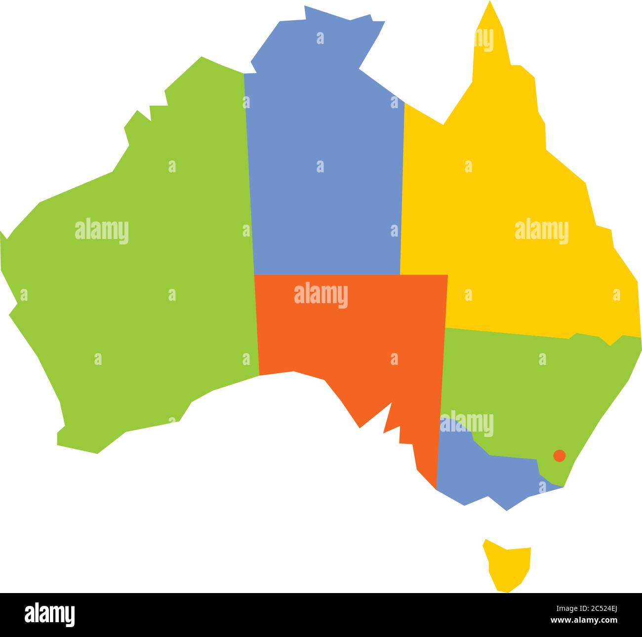 Carte vierge colorée de l'Australie. Illustration vectorielle Image  Vectorielle Stock - Alamy