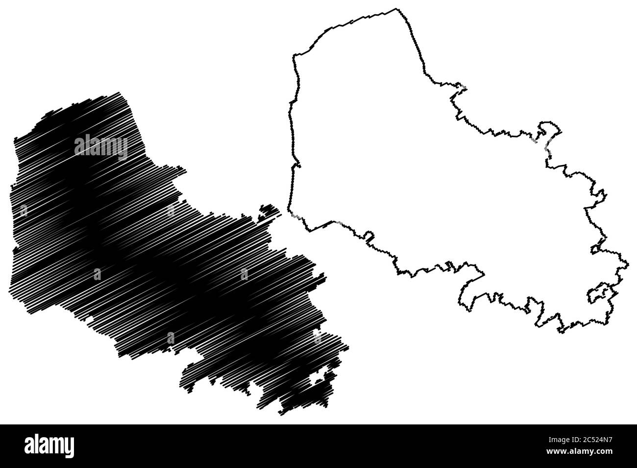 Département du pas-de-Calais (France, République française, hauts-de-France) carte illustration vectorielle, croquis à tracer carte du pas-de-Calais Illustration de Vecteur
