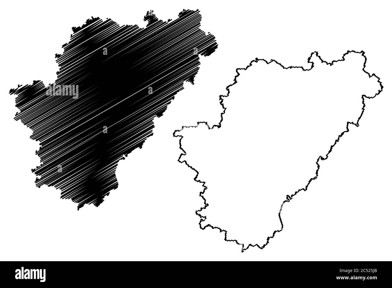 Département de la Charente (France, République française, région Nouvelle-Aquitaine) carte illustration vectorielle, scribble sketch carte Charanta Illustration de Vecteur