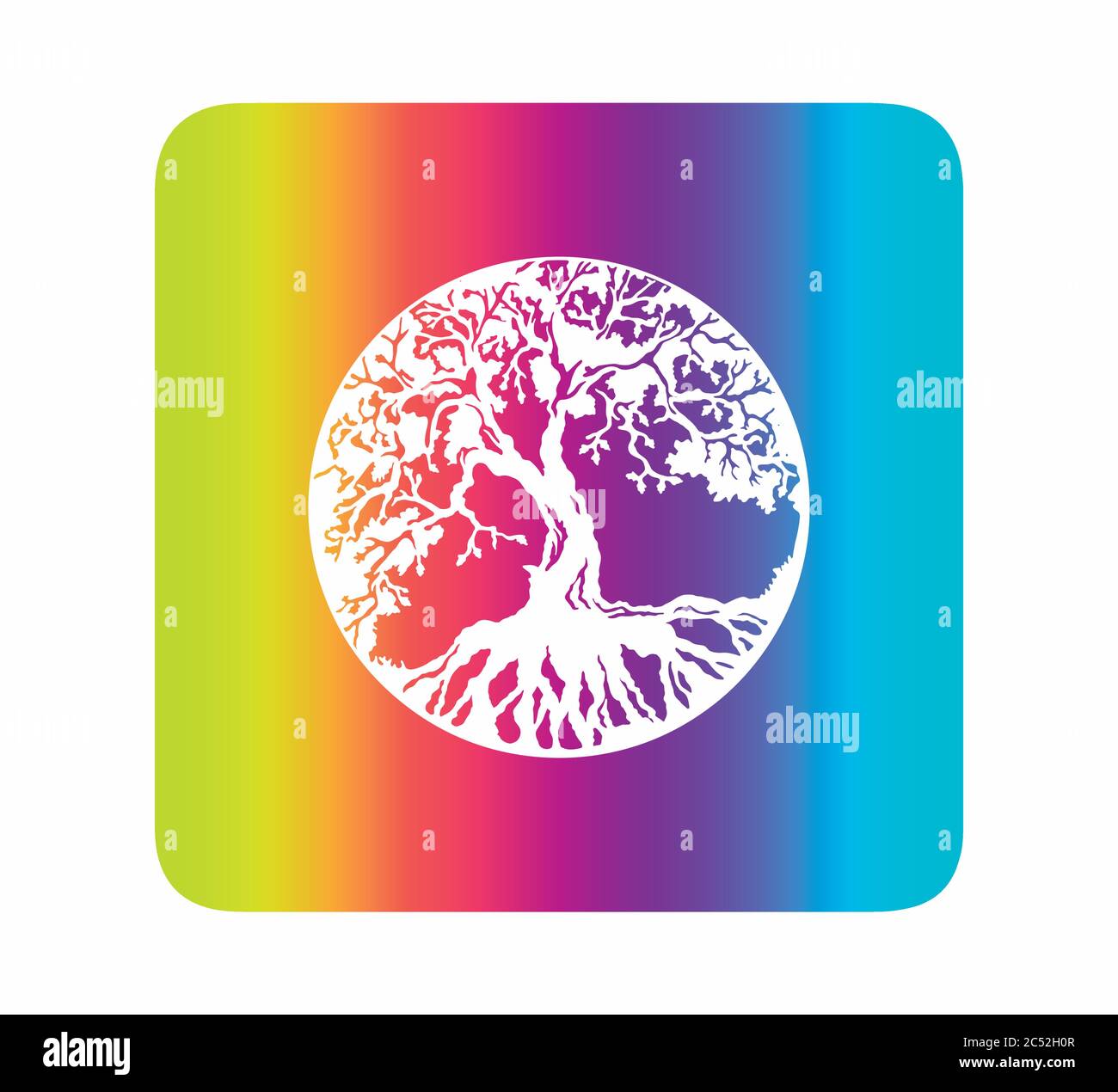Illustration vectorielle plate élégante, motif arbre de vie au néon Illustration de Vecteur