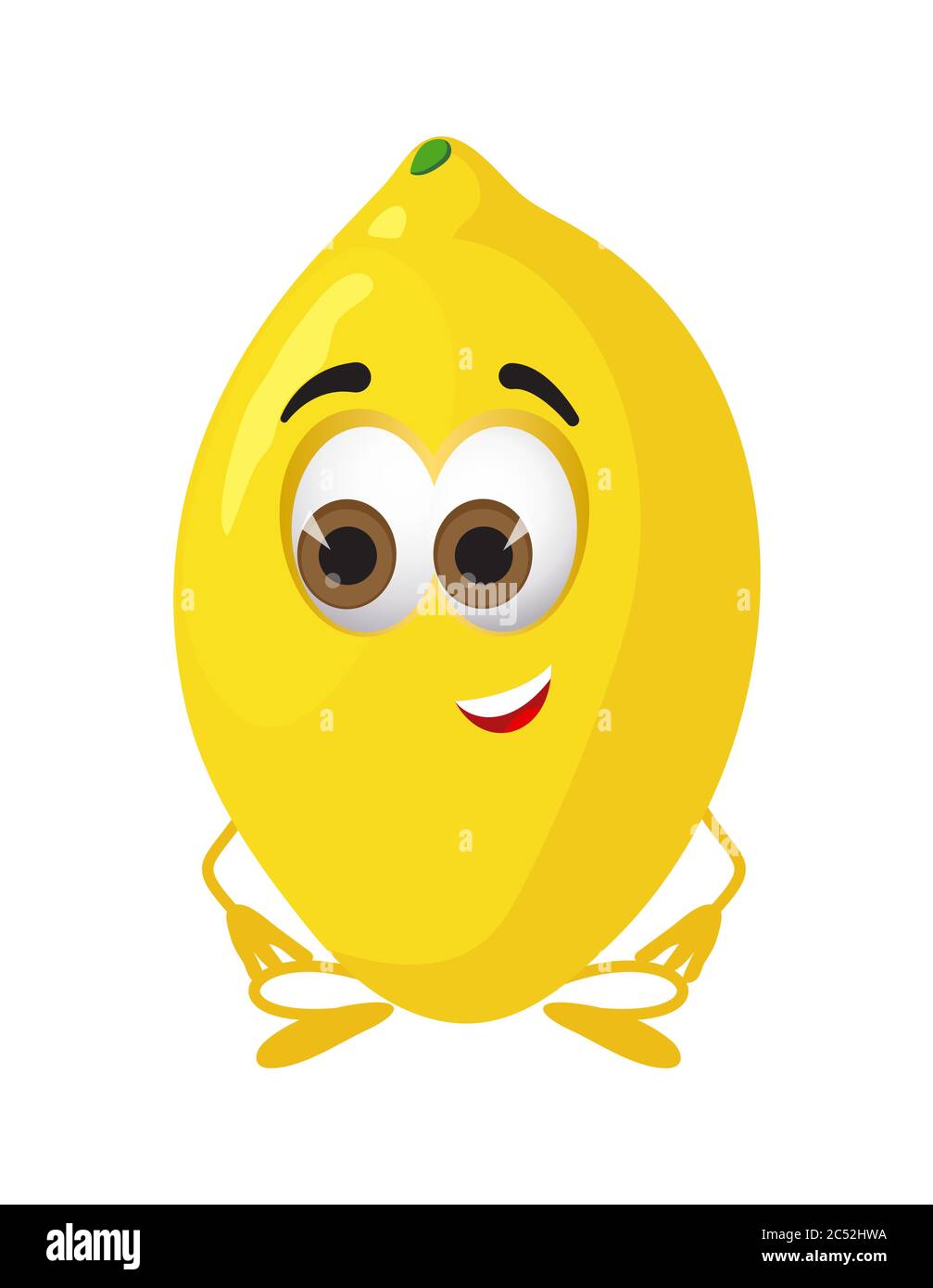 Drôle de citron avec les yeux. Dessin animé drôle de fruits personnages illustration vectorielle plate Illustration de Vecteur